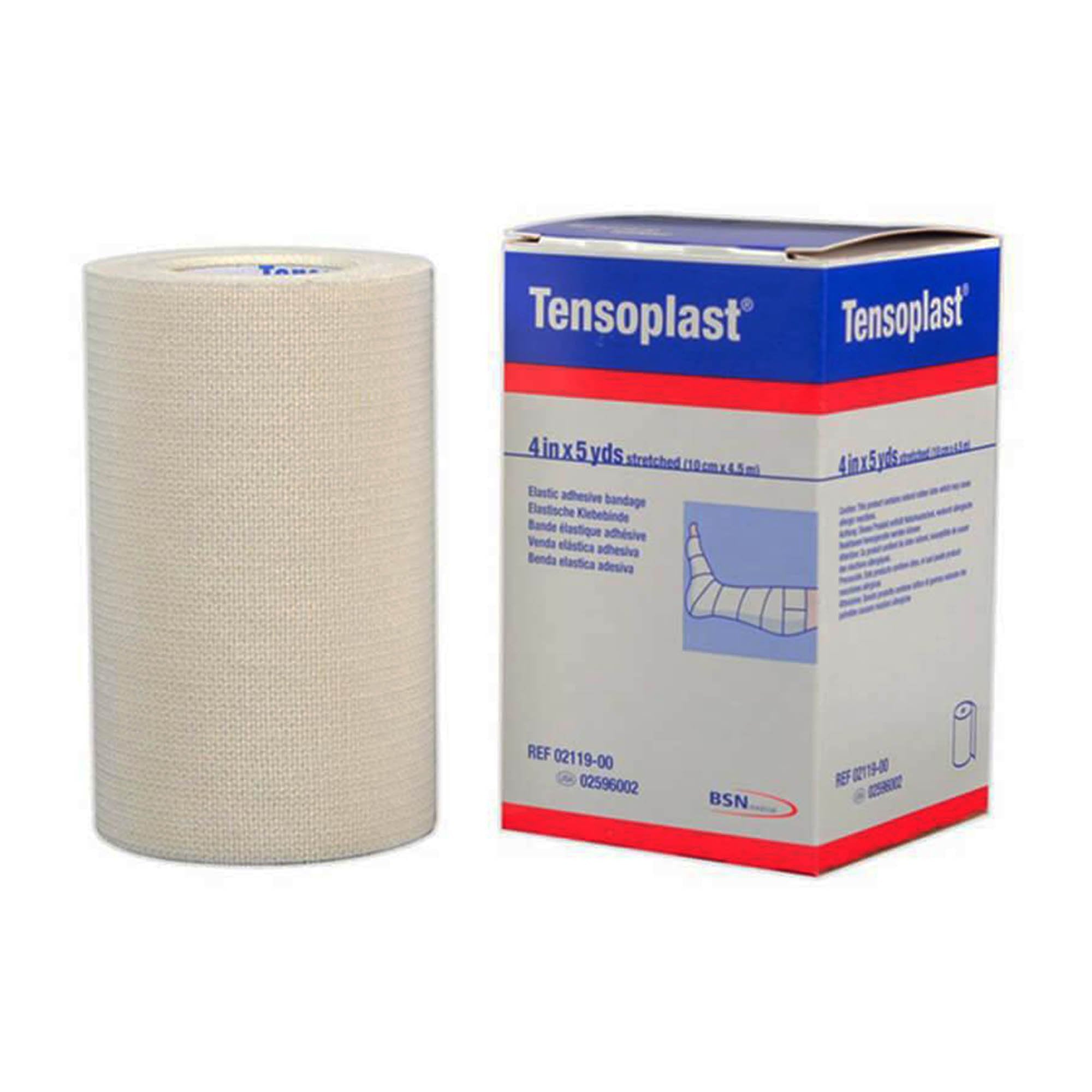 Elastic Adhesive Bandage Tensoplast 4 Inch X 5 Yard No Closure White NonSterile Medium Compression