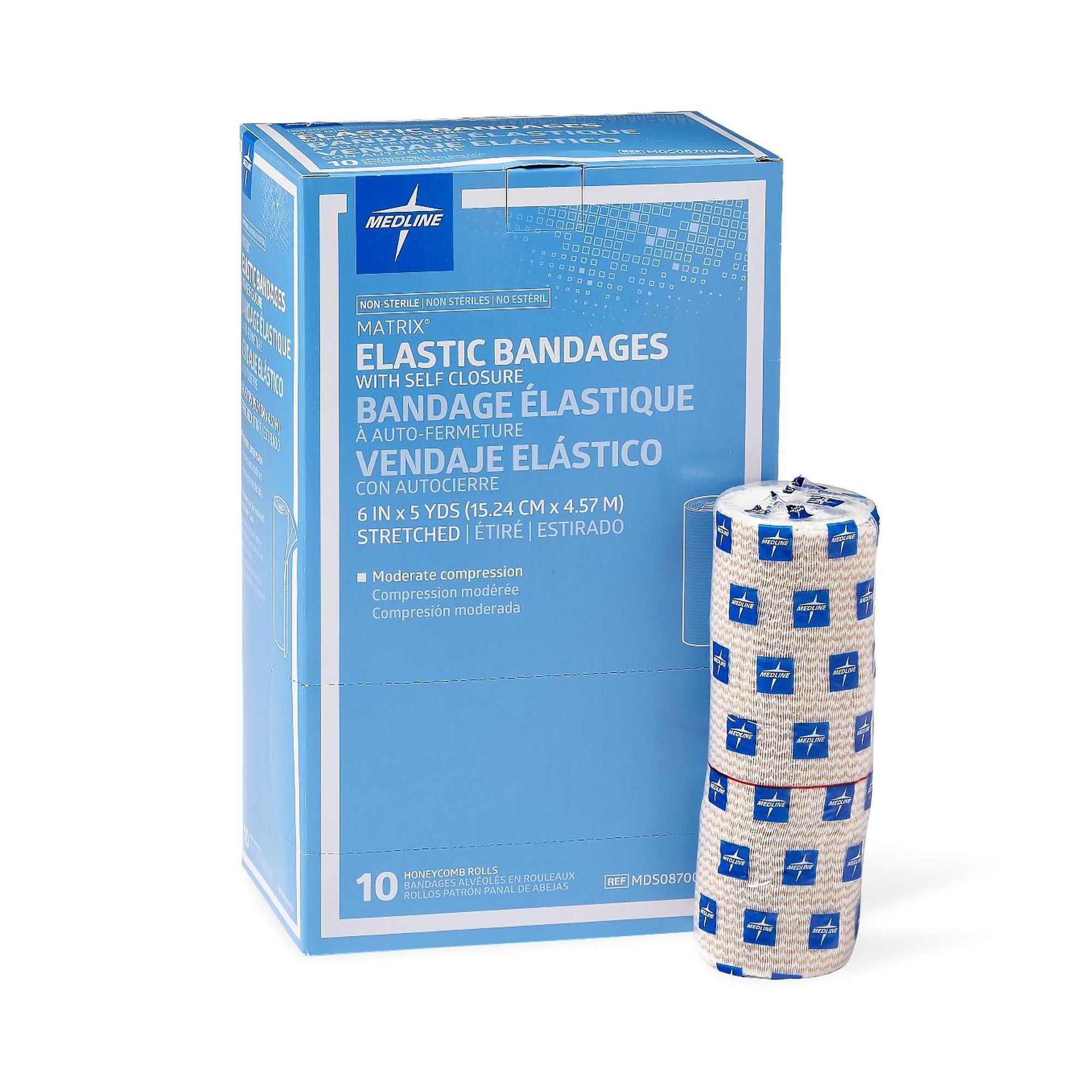 Elastic Bandage Matrix 6 Inch X 5 Yard Double Hook and Loop Closure Natural NonSterile Medium Compression