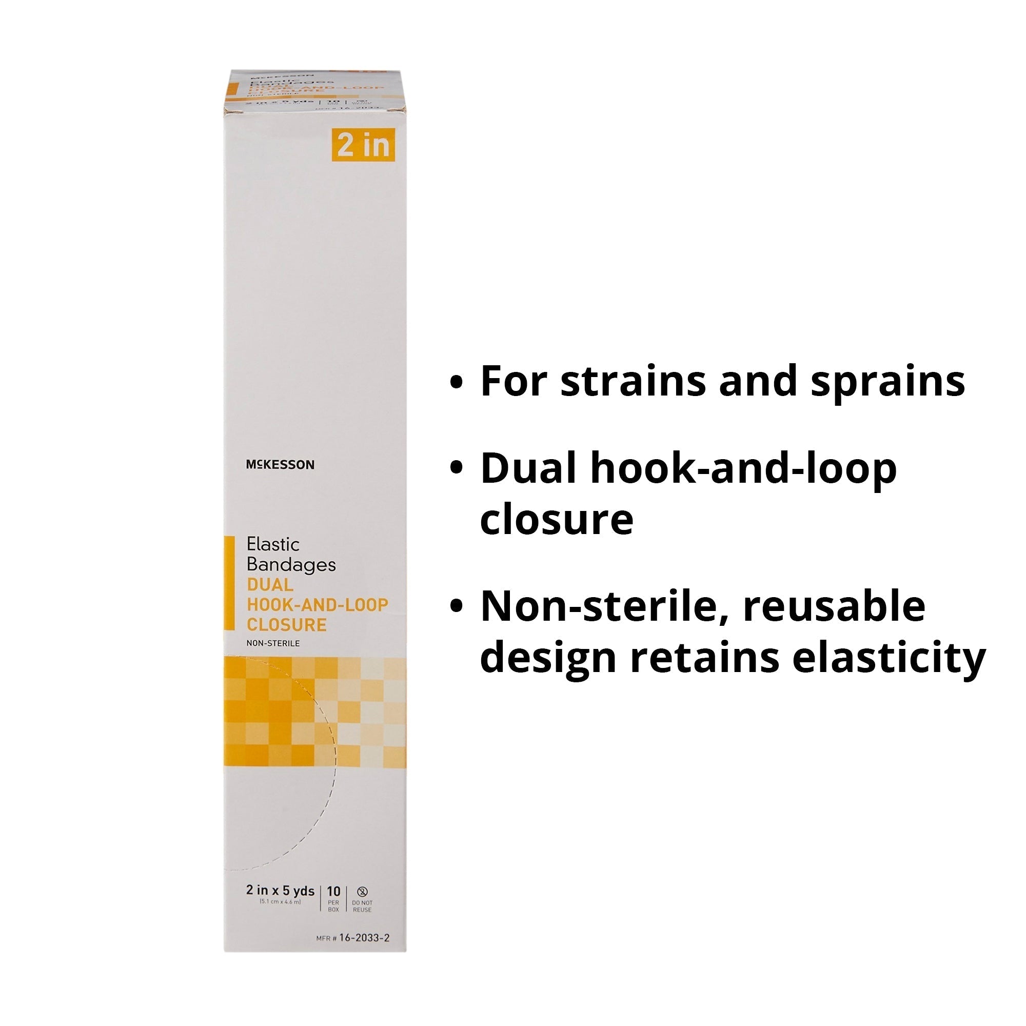 elastic bandage mckesson 2 inch x 5 yard double hook and loop closure tan nonsterile standard compression packaging type box