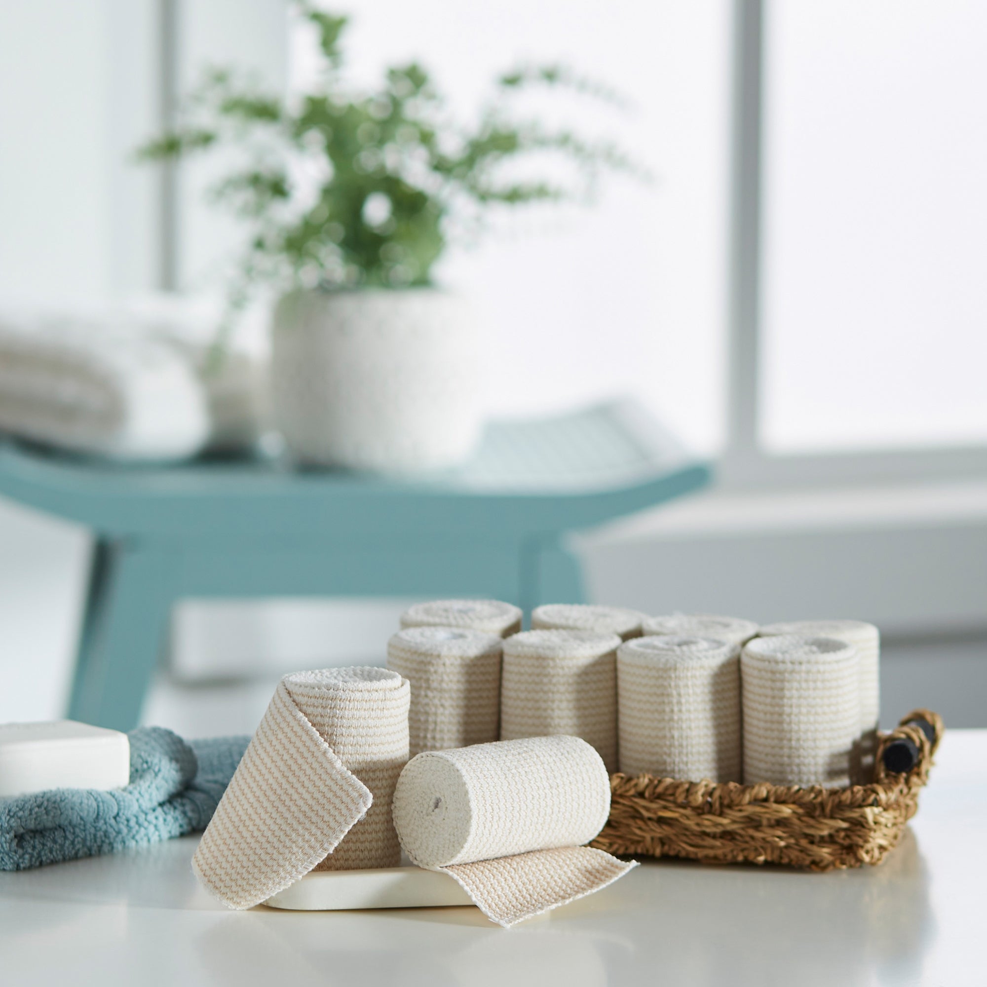 elastic bandage mckesson 3 inch x 5 yard single hook and loop closure tan nonsterile standard compression packaging type box