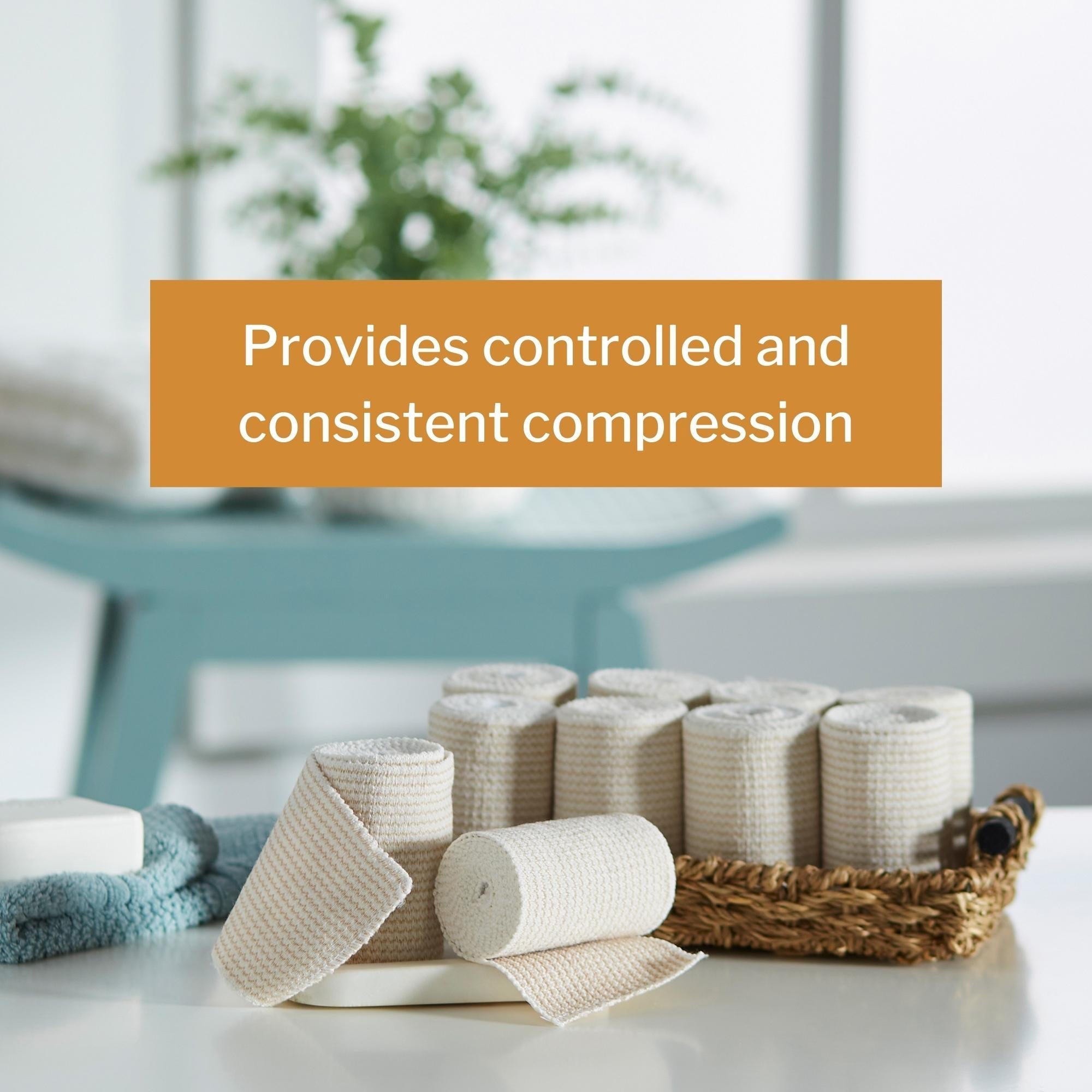 elastic bandage mckesson 3 inch x 5 yard single hook and loop closure tan nonsterile standard compression packaging type box