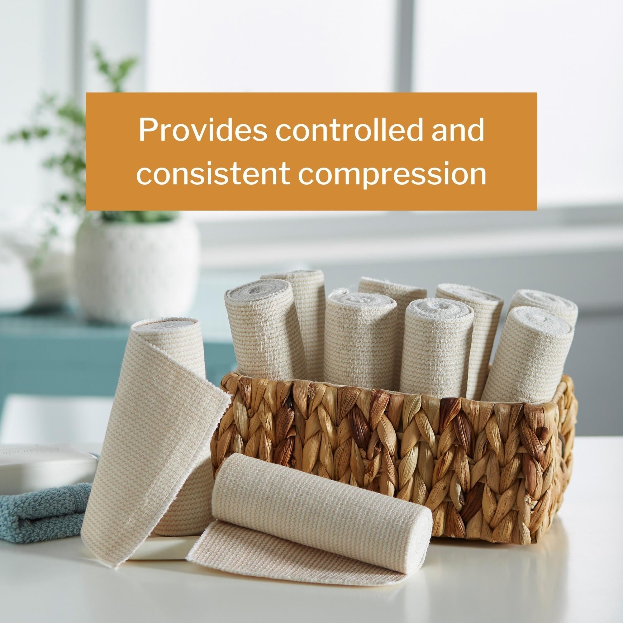 elastic bandage mckesson 6 inch x 5 yard single hook and loop closure tan nonsterile standard compression packaging type box