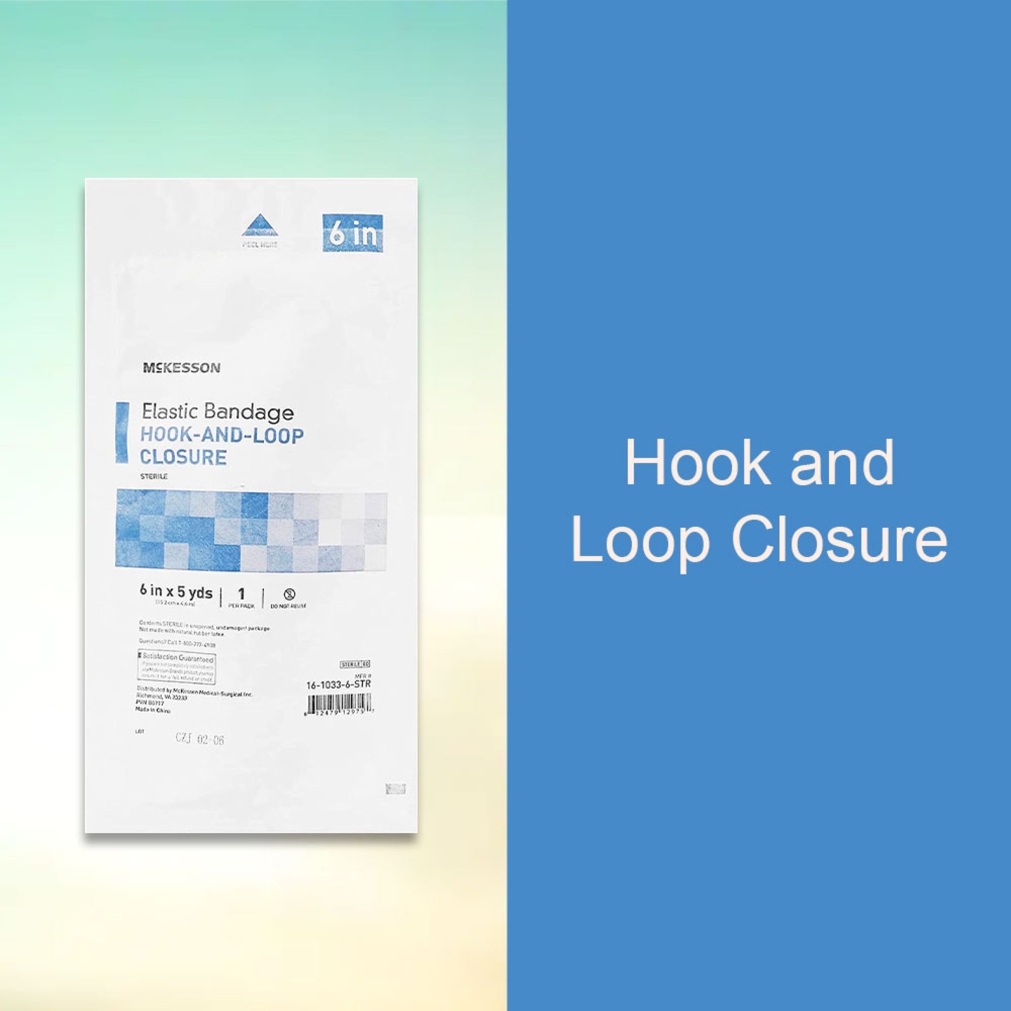 elastic bandage mckesson 6 inch x 5 yard single hook and loop closure tan sterile standard compression