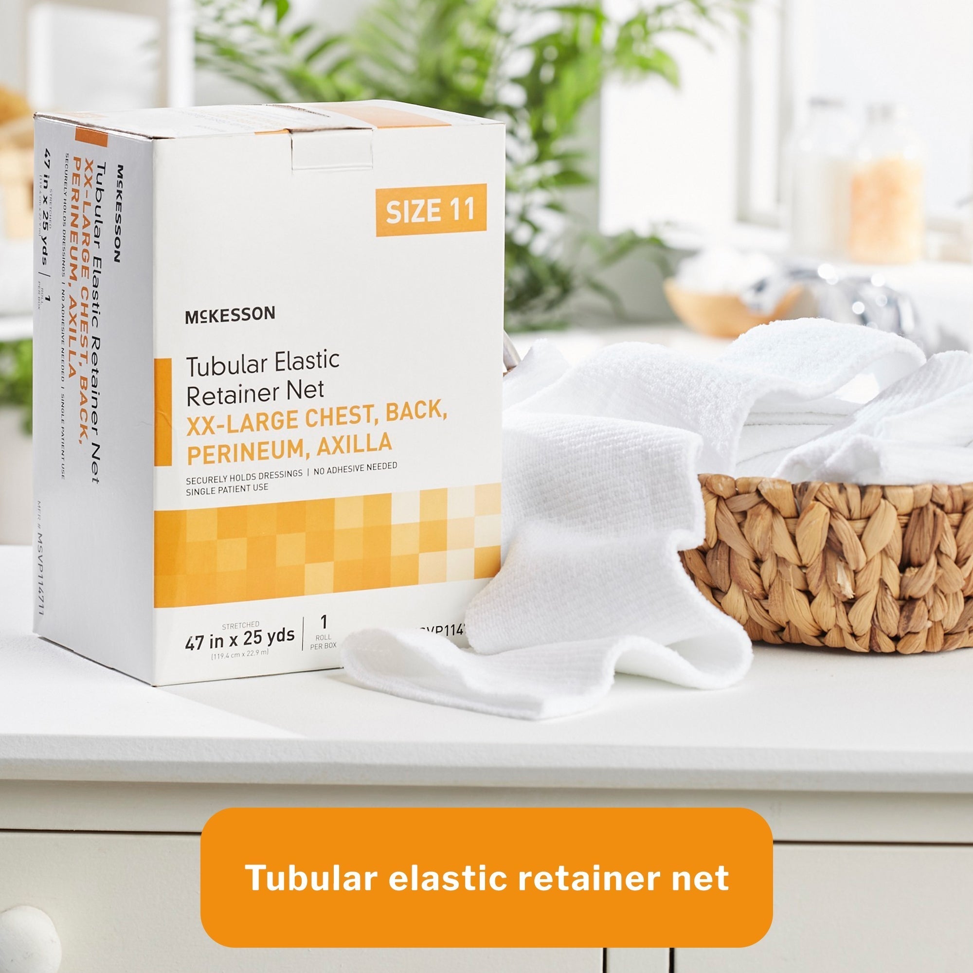 elastic net retainer dressing mckesson tubular elastic 47 inch x 25 yard 119 4 cm x 22 9 m size 11 white 2x large chest back perineum axilla nonsterile 1