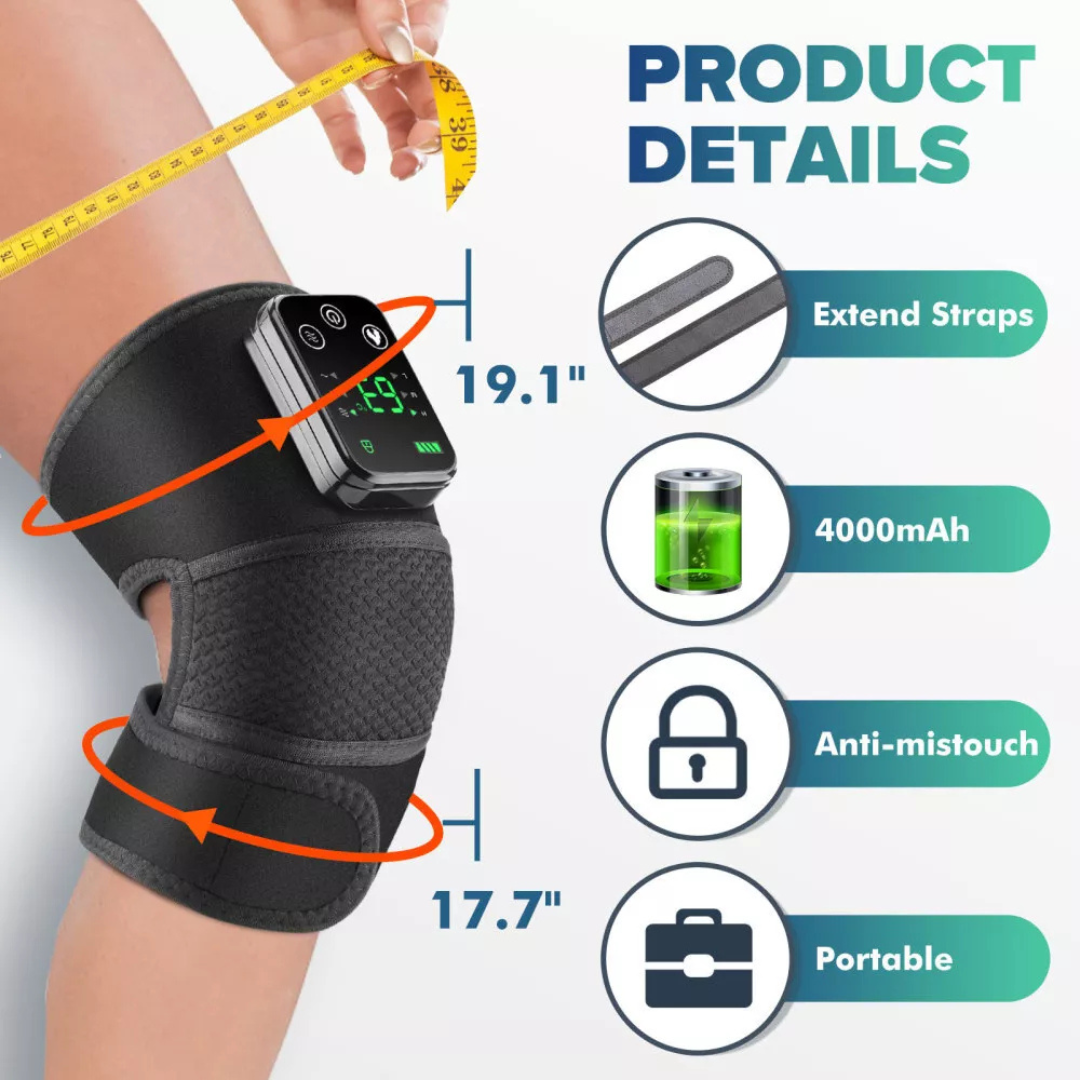 electrically heated knee pads shoulder pads elbow pads old cold legs joints vibration warmth hot compress massager