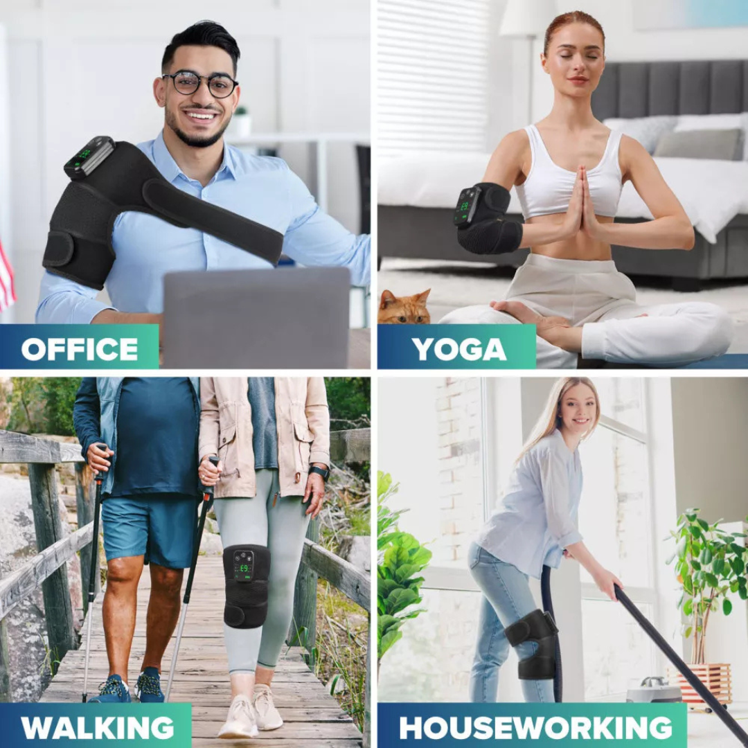electrically heated knee pads shoulder pads elbow pads old cold legs joints vibration warmth hot compress massager