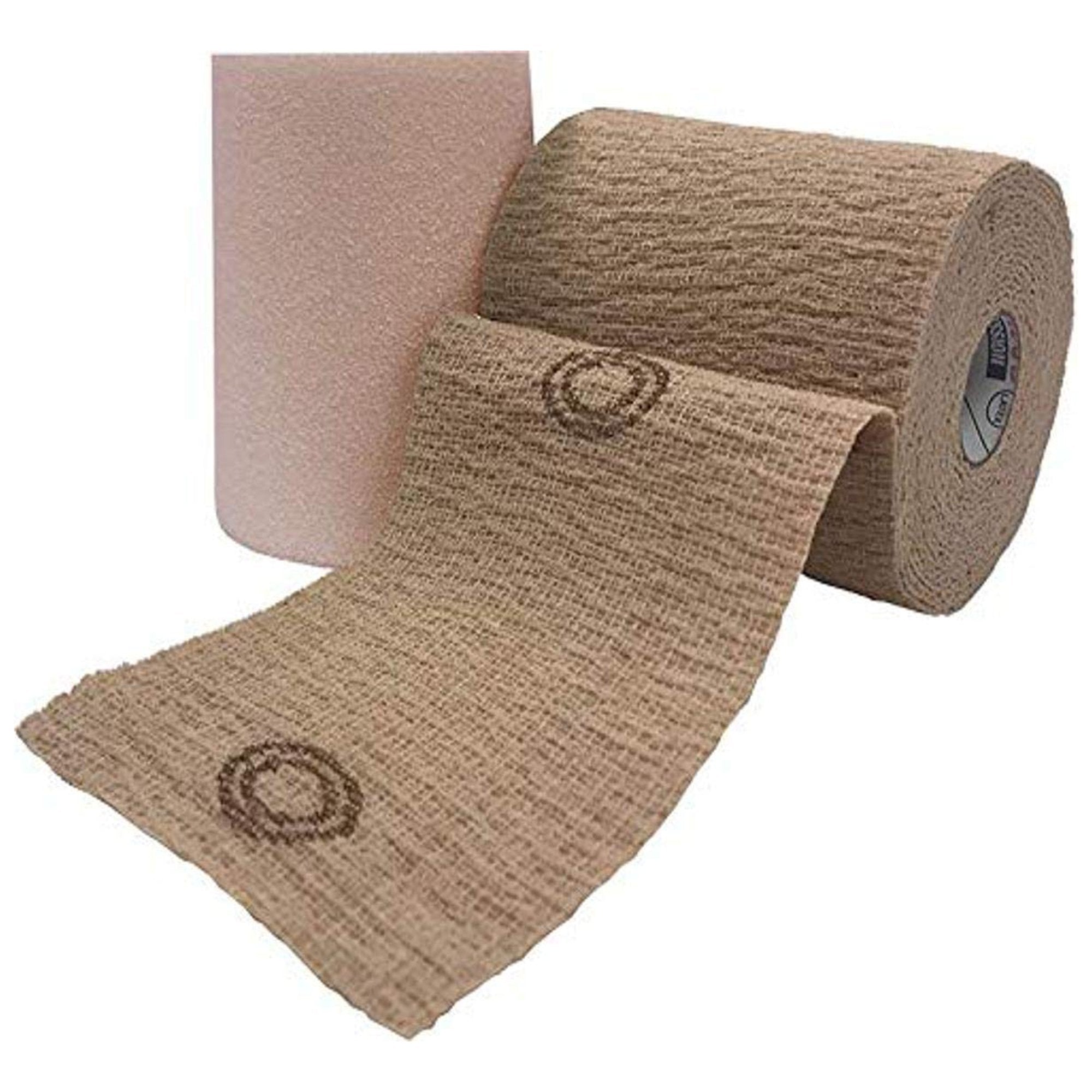 2 Layer Compression Bandage System CoFlex TLC Calamine with Indicators 4 Inch X 6 Yard / 4 Inch X 7 Yard Self adherent / Pull On Closure Tan NonSterile 25 to 30 mmHg