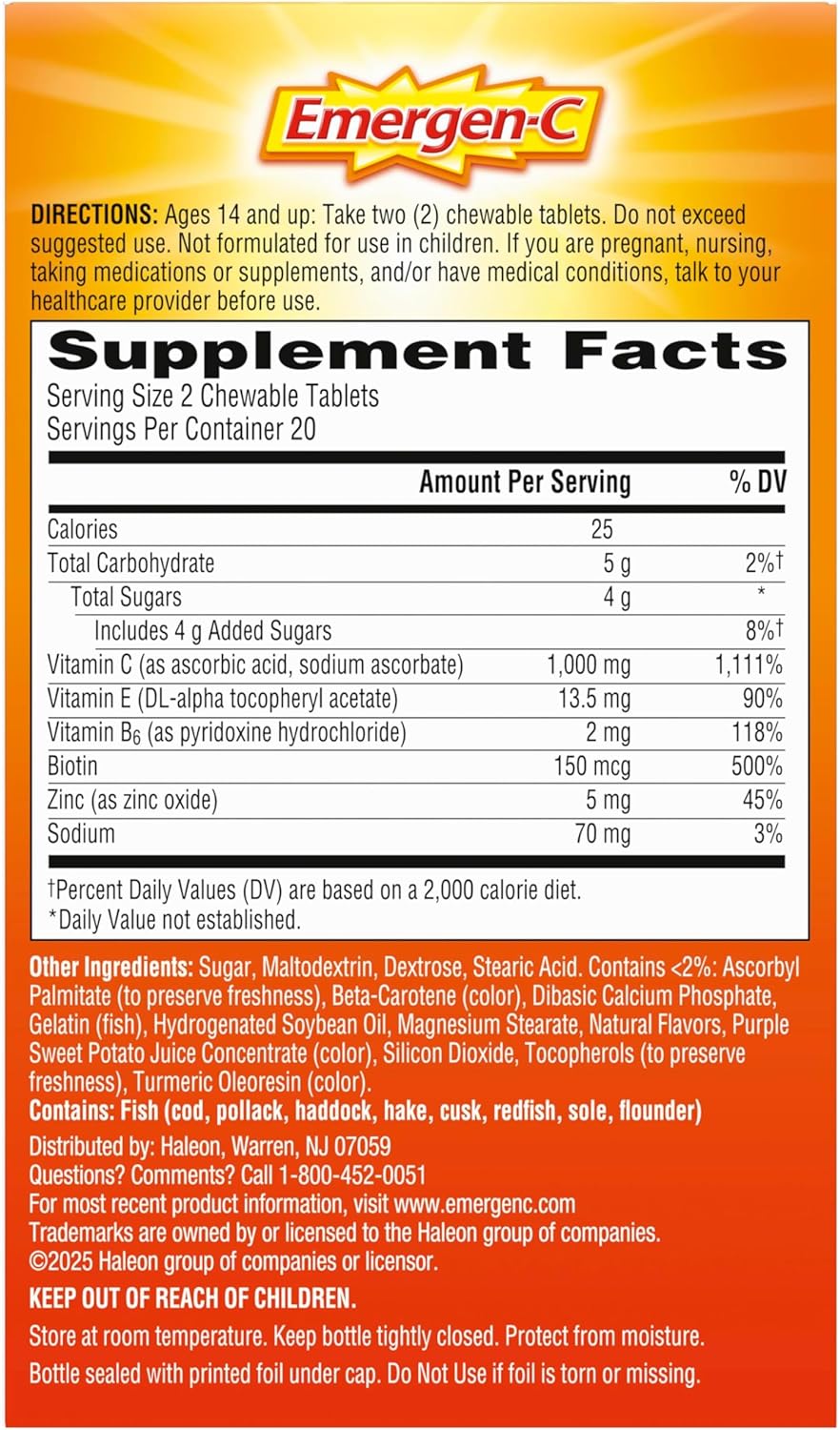 emergen c vitamin c 1000 mg chewables tablets orange blast emergen c vitamin c supplement mk1049371ea