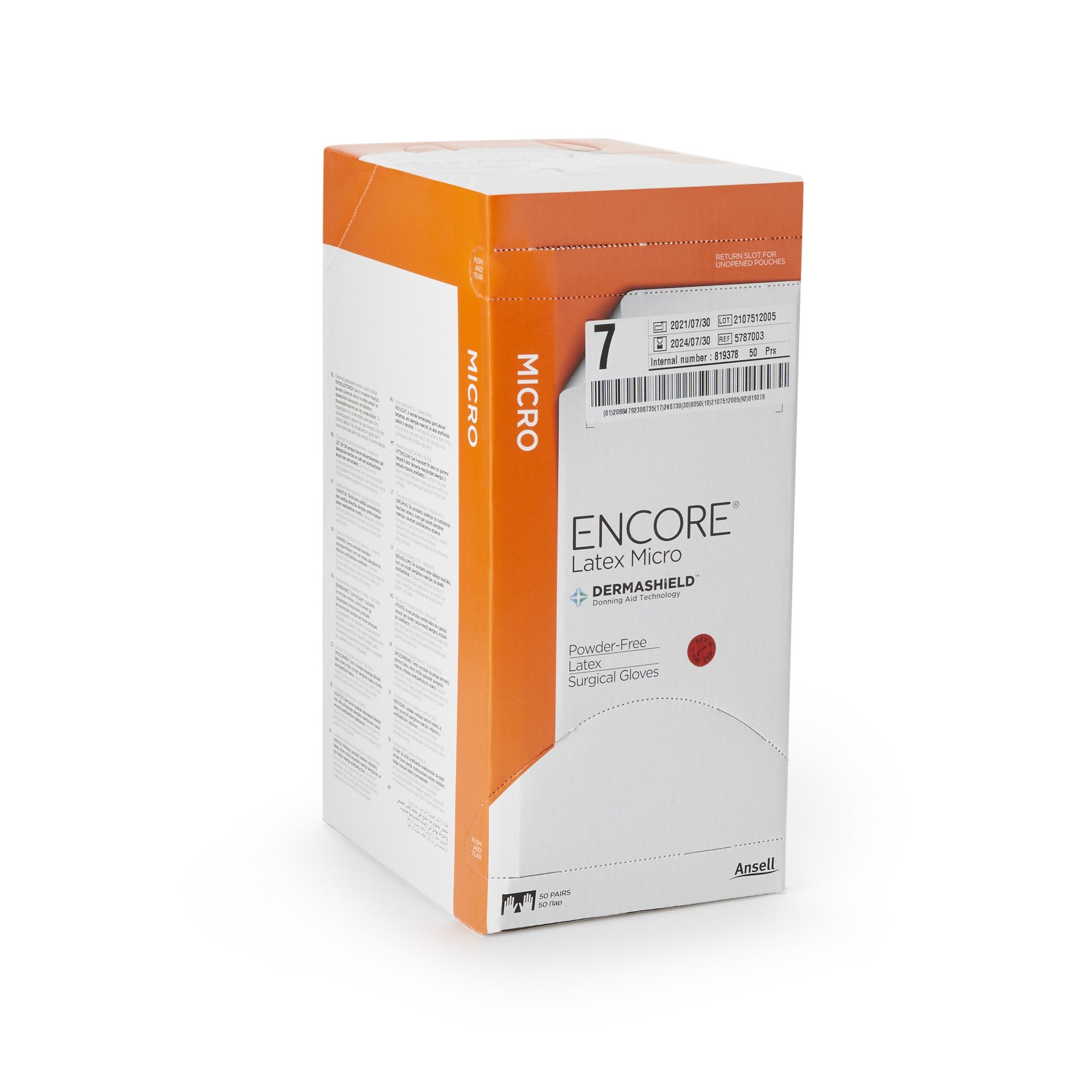 encore latex micro surgical glove size 7 brown encore latex micro surgical glove mk362177bx