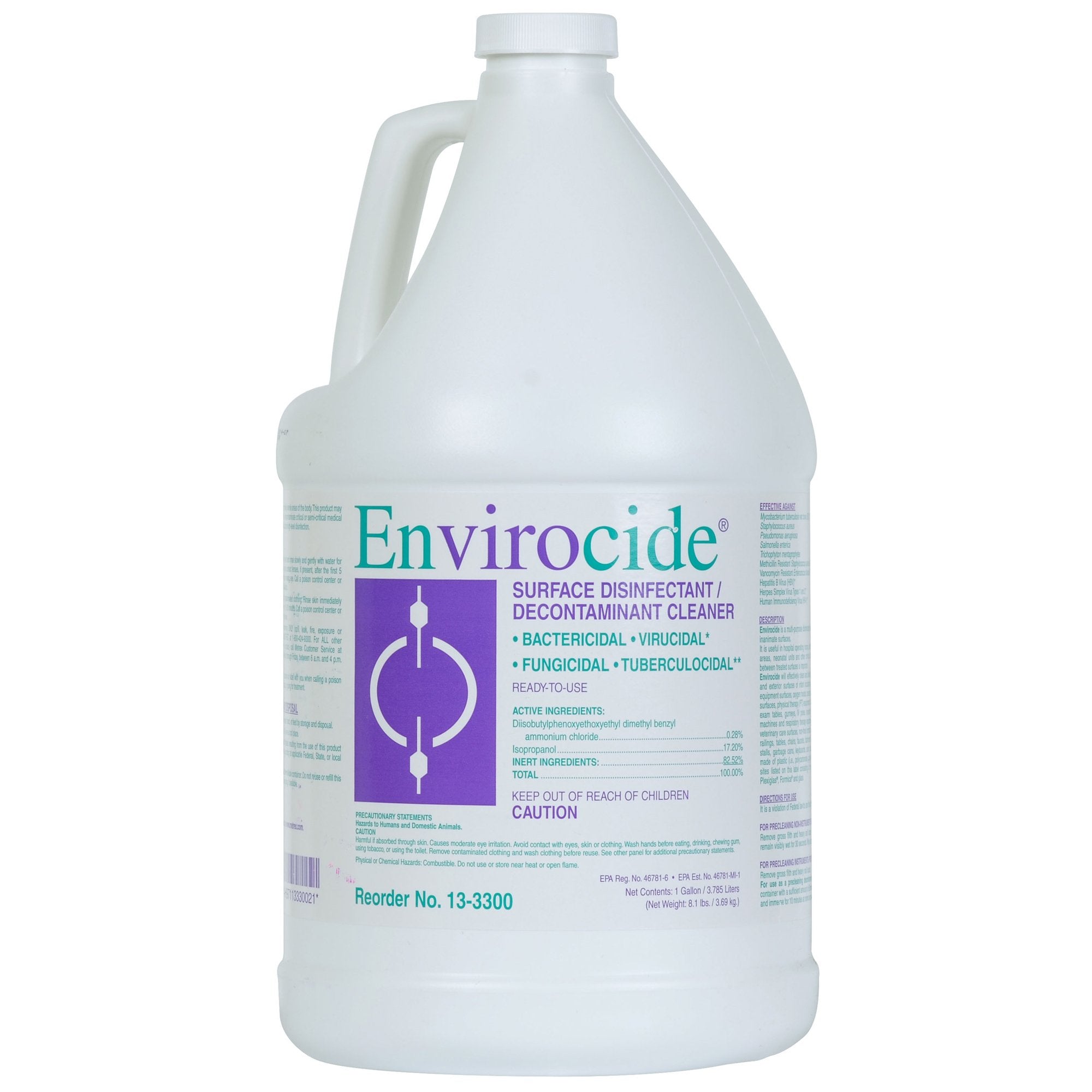 Envirocide Surface Disinfectant Cleaner Broad Spectrum Manual Pour Liquid 1 gal. Jug Alcohol Scent NonSterile