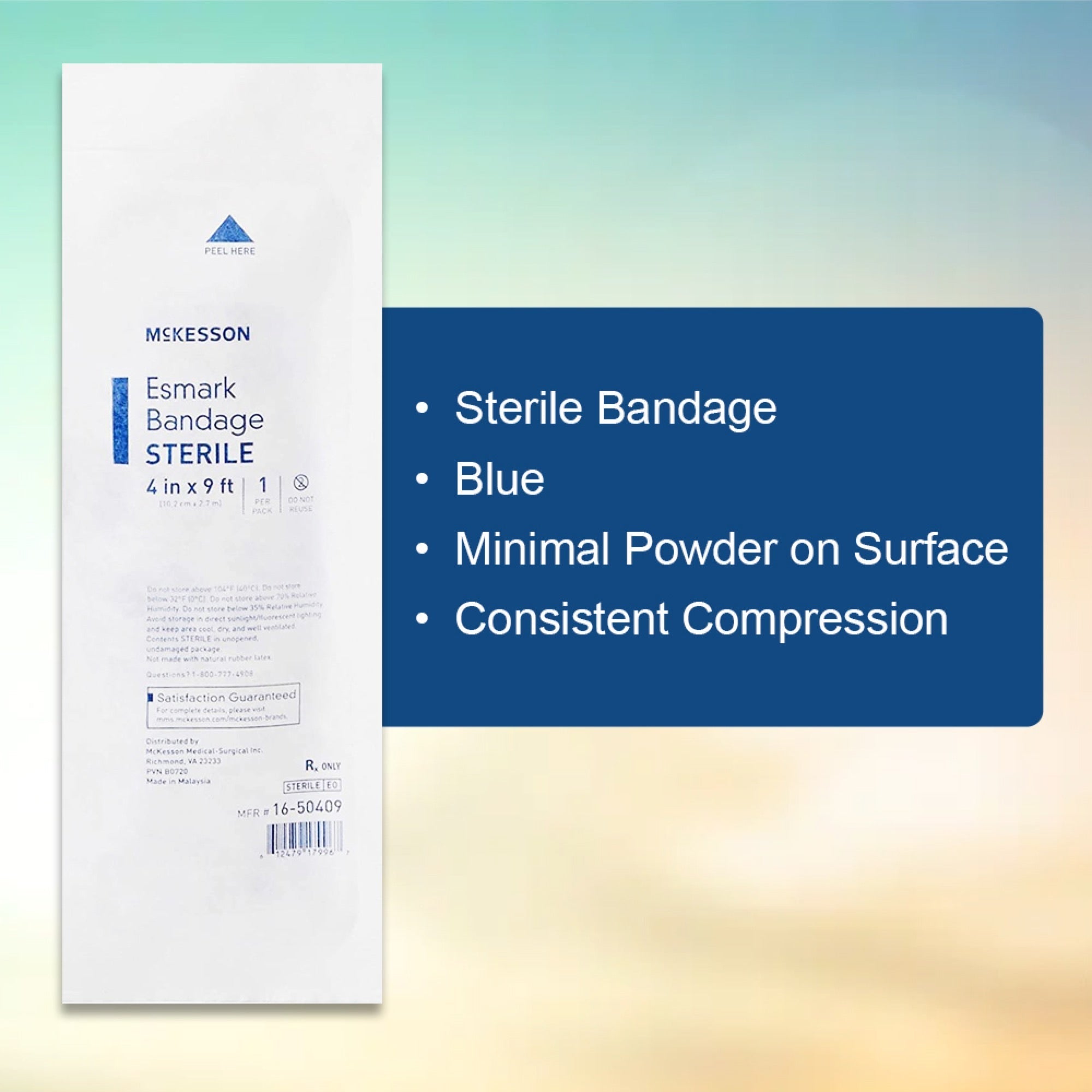 esmark compression bandage mckesson 4 inch x 3 yard no closure blue sterile high compression packaging type each