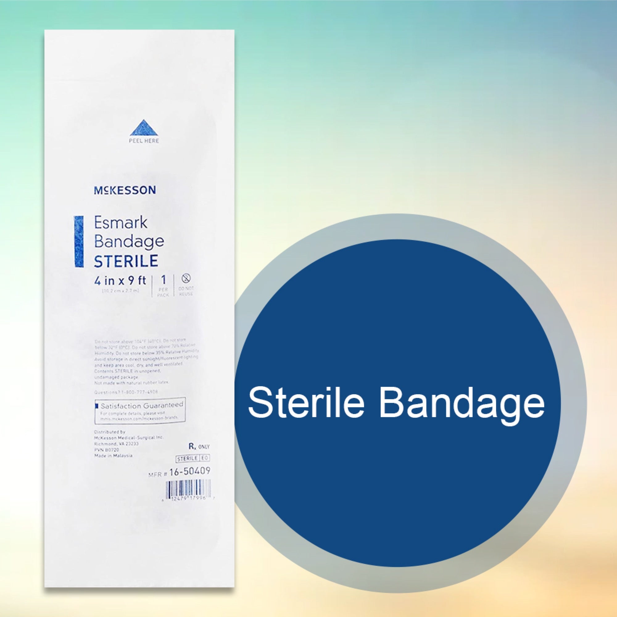 esmark compression bandage mckesson 4 inch x 3 yard no closure blue sterile high compression packaging type each