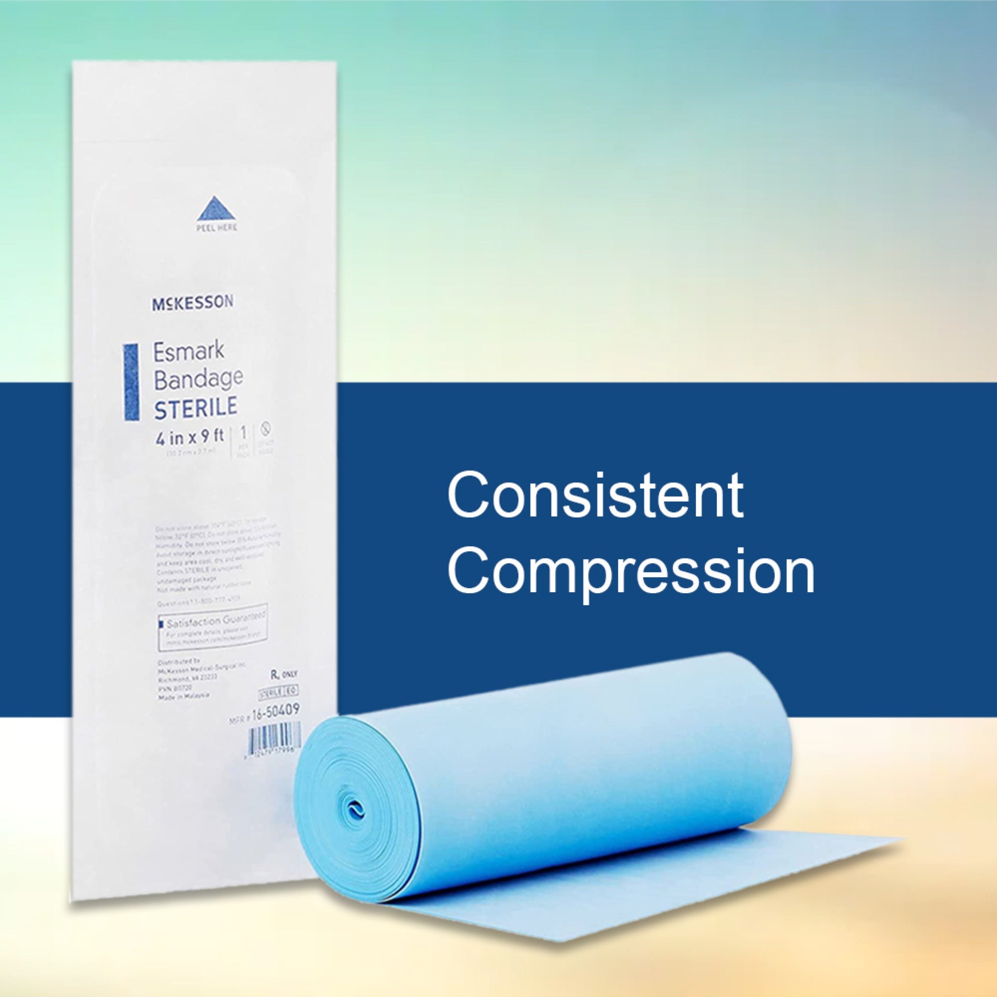 esmark compression bandage mckesson 4 inch x 3 yard no closure blue sterile high compression packaging type each