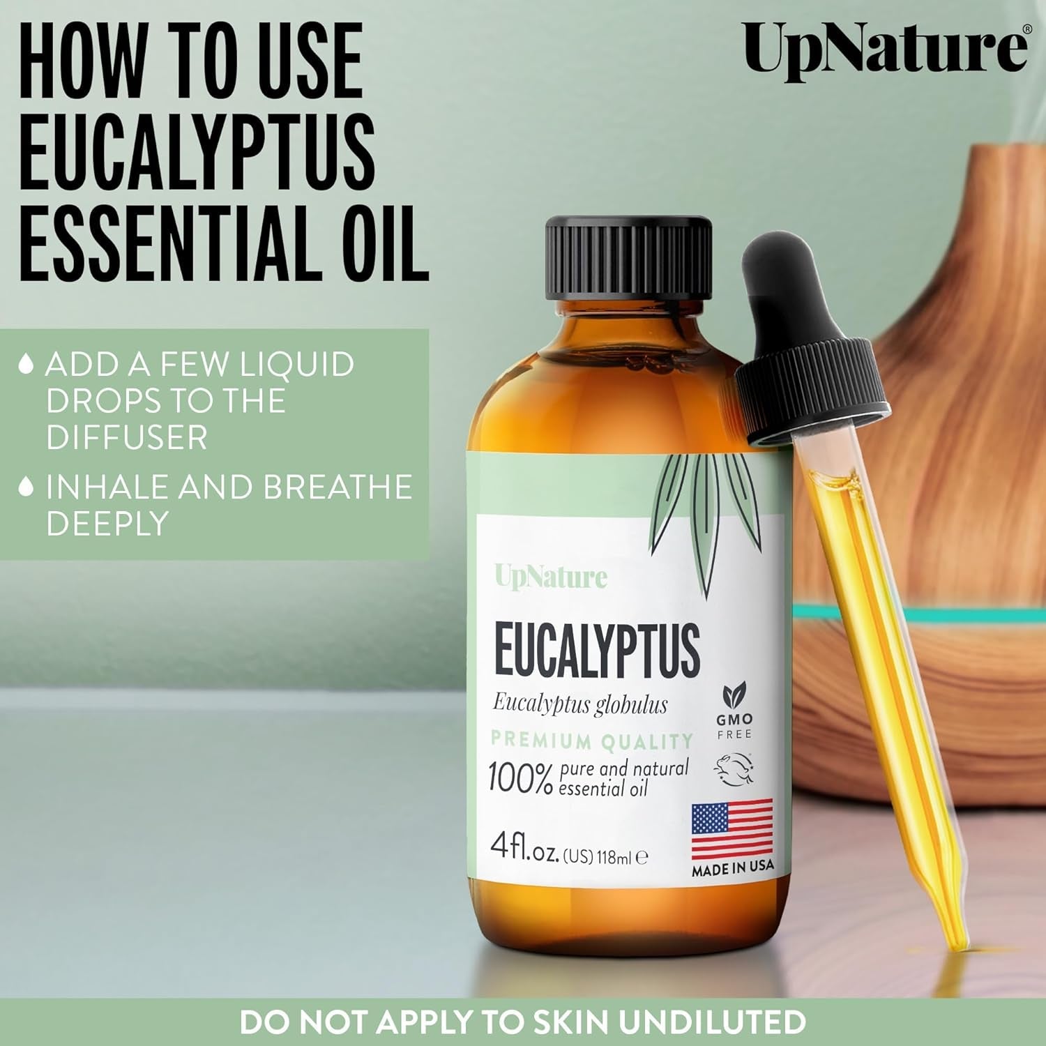 Eucalyptus Essential Oil 4Oz – 100% Pure Eucalyptus Oil   Undiluted Therapeutic Grade Essential Oils for Diffuser Aromatherapy