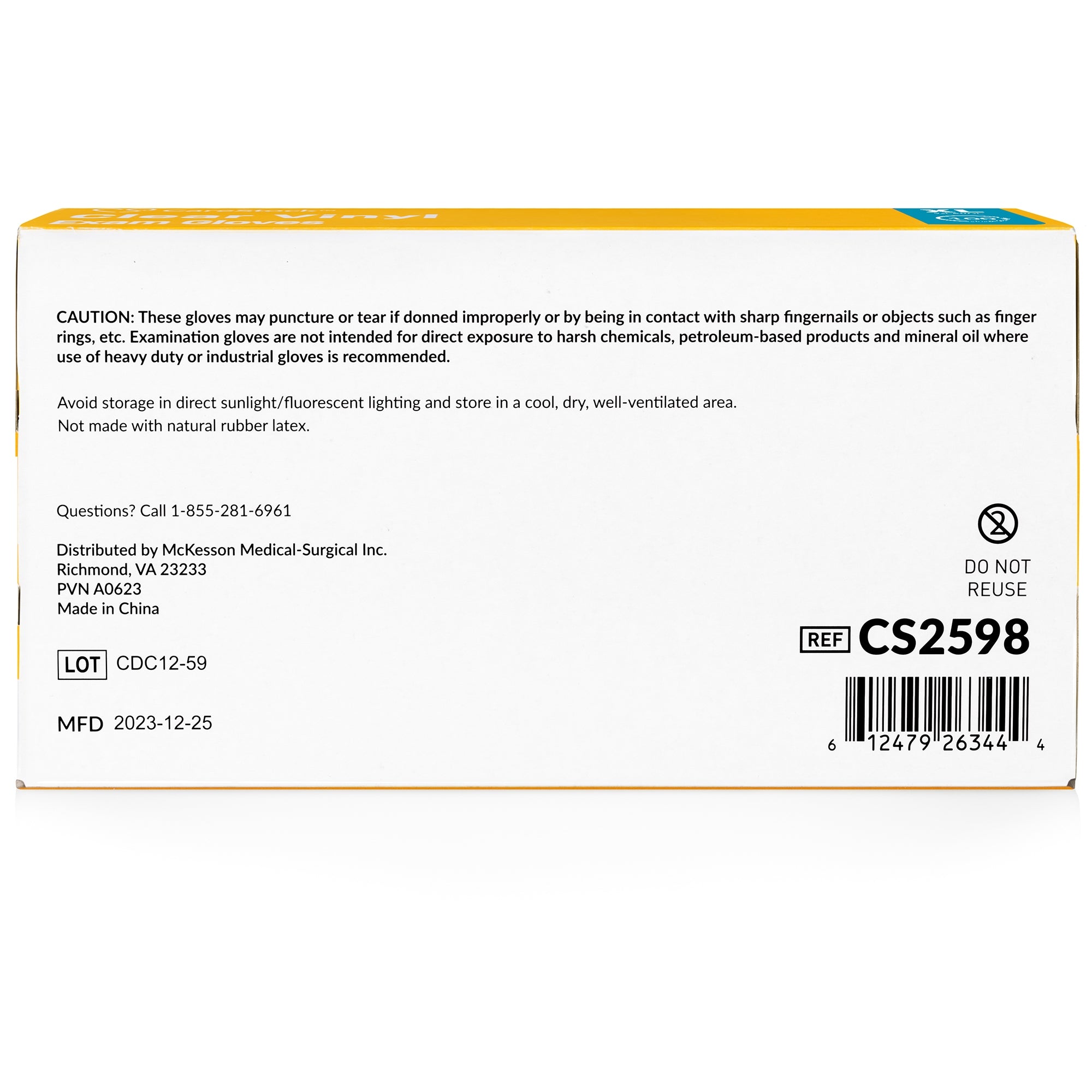 exam glove carestock x large nonsterile vinyl standard cuff length smooth clear not rated packaging type case