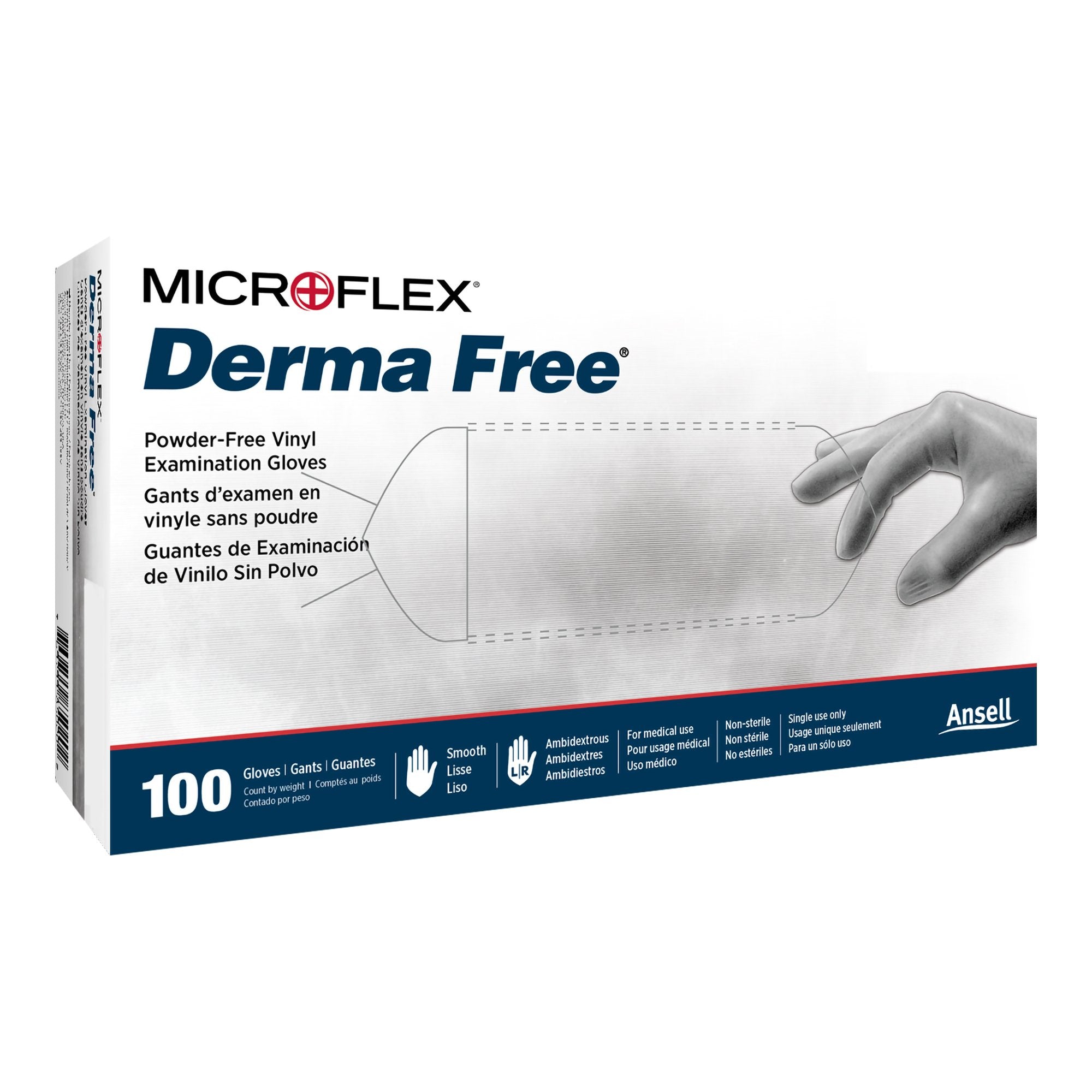 Exam Glove Derma Free X Large NonSterile Vinyl Standard Cuff Length Smooth Clear Not Rated