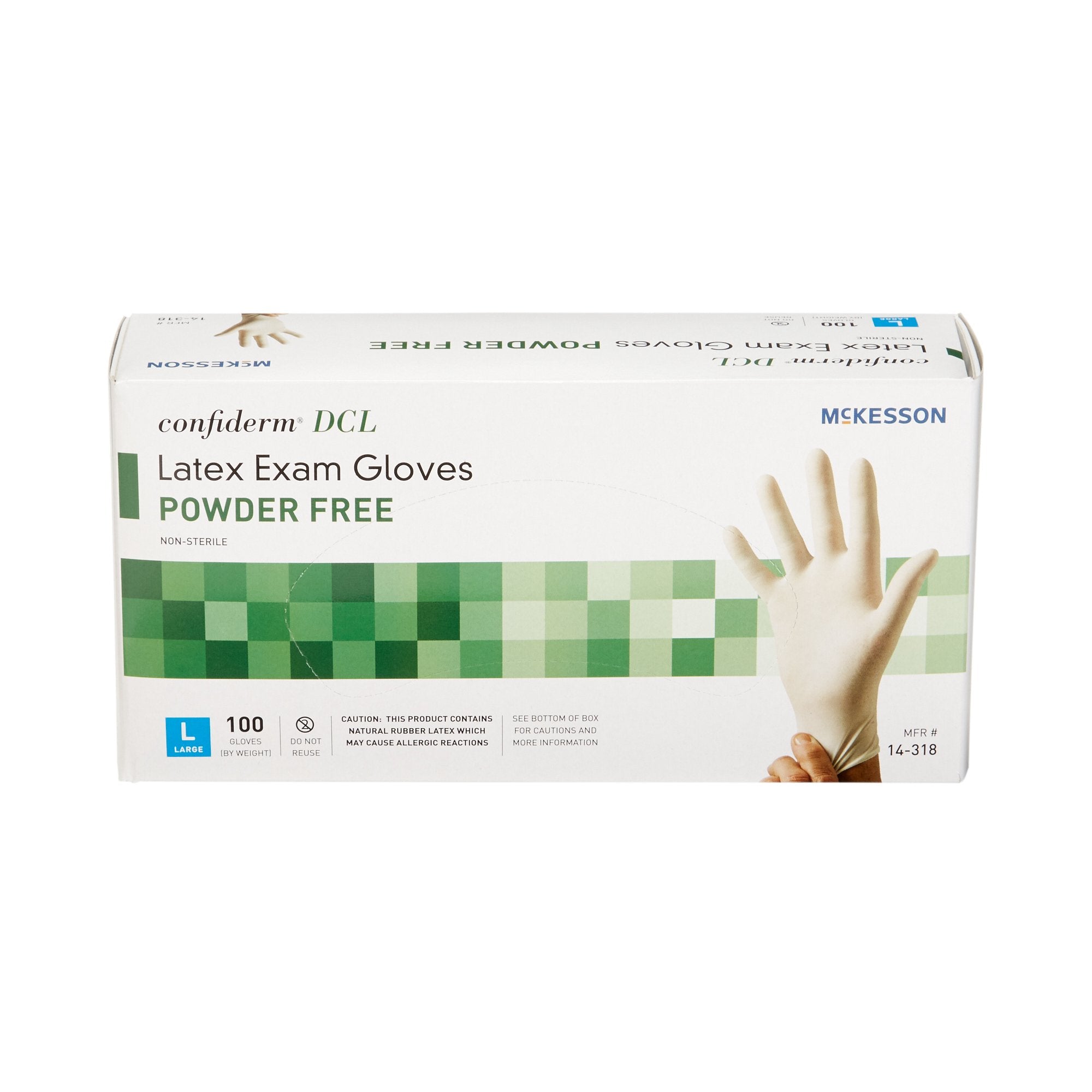 exam glove mckesson confiderm large nonsterile latex standard cuff length smooth ivory not rated packaging type box