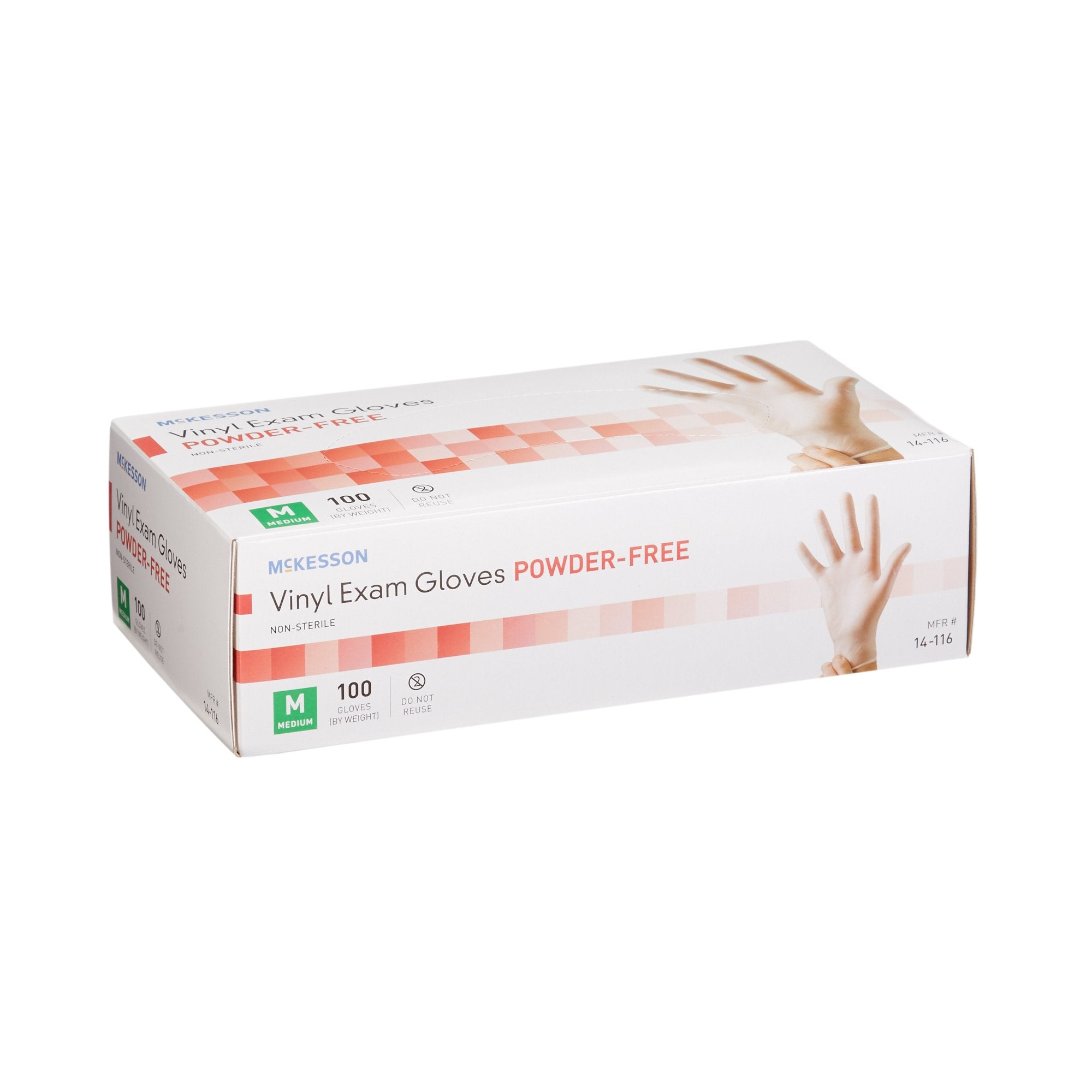 exam glove mckesson medium nonsterile vinyl standard cuff length smooth clear not rated packaging type box