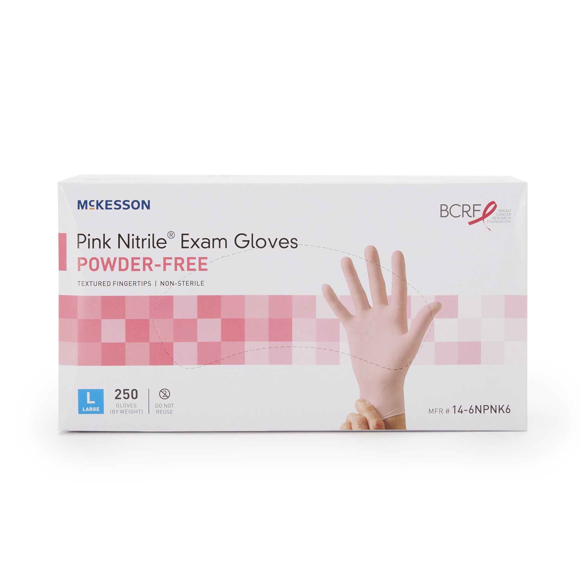 exam glove mckesson pink nitrile large nonsterile nitrile standard cuff length textured fingertips pink not rated packaging type box