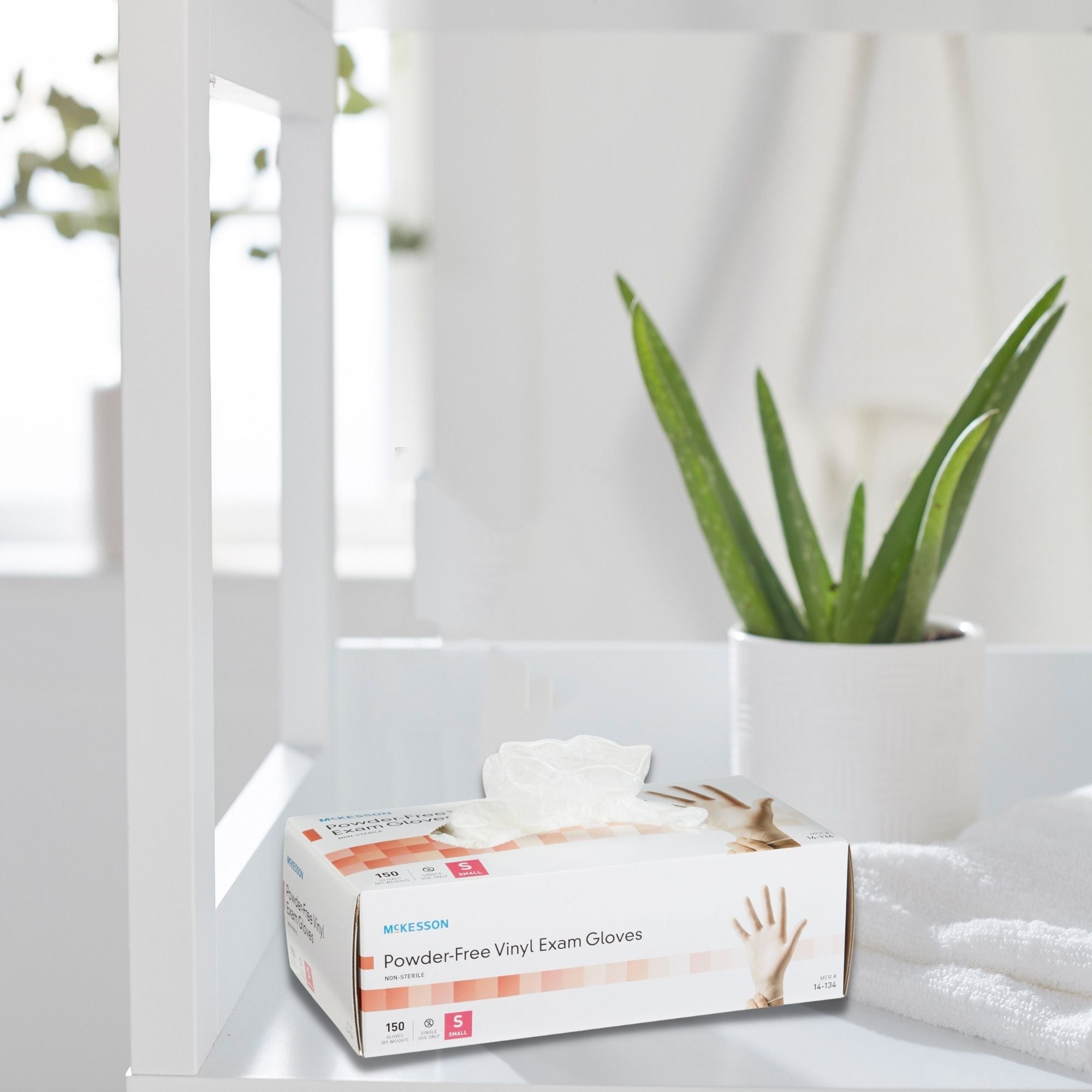 exam glove mckesson small nonsterile vinyl standard cuff length smooth clear not rated packaging type box