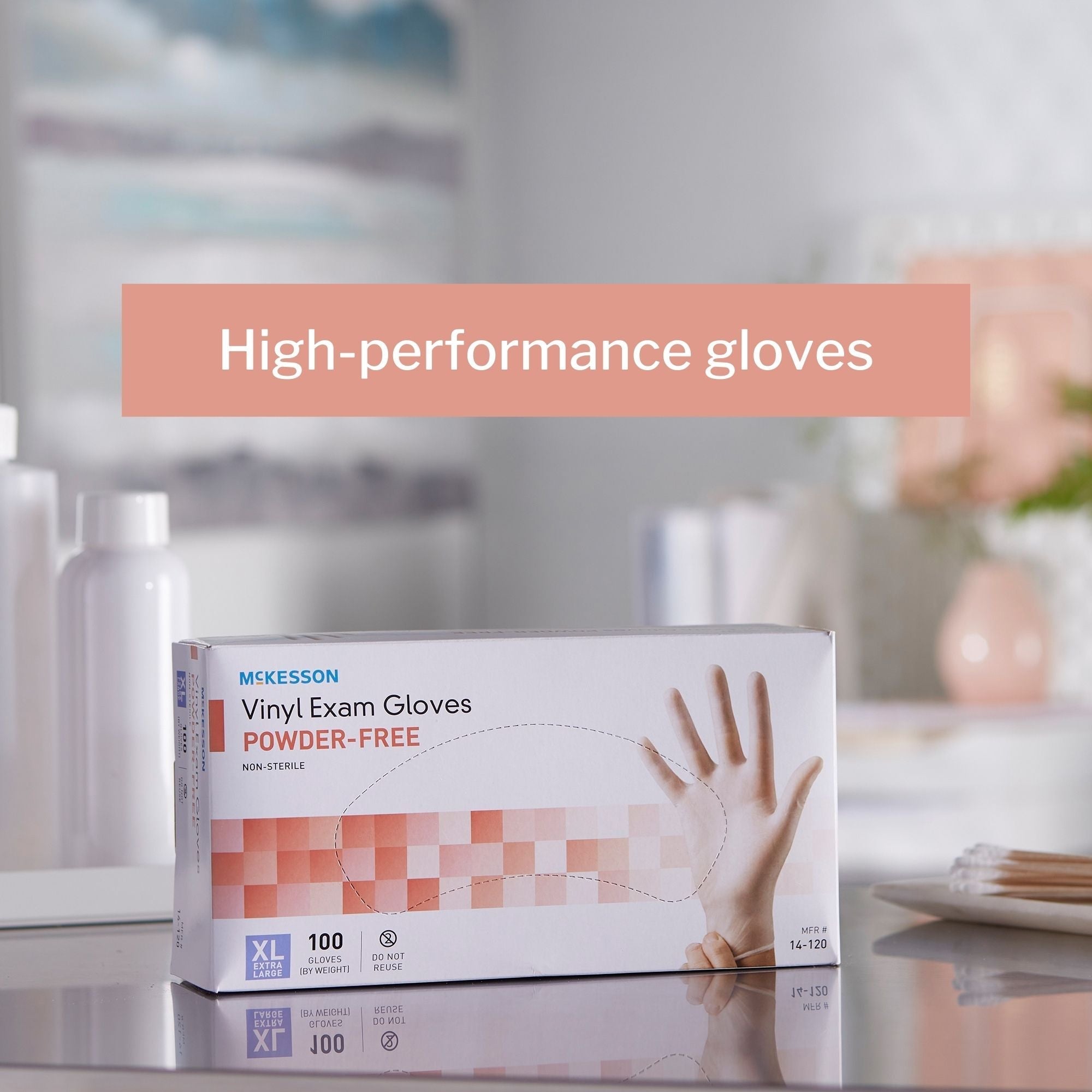 exam glove mckesson x large nonsterile vinyl standard cuff length smooth clear not rated packaging type box