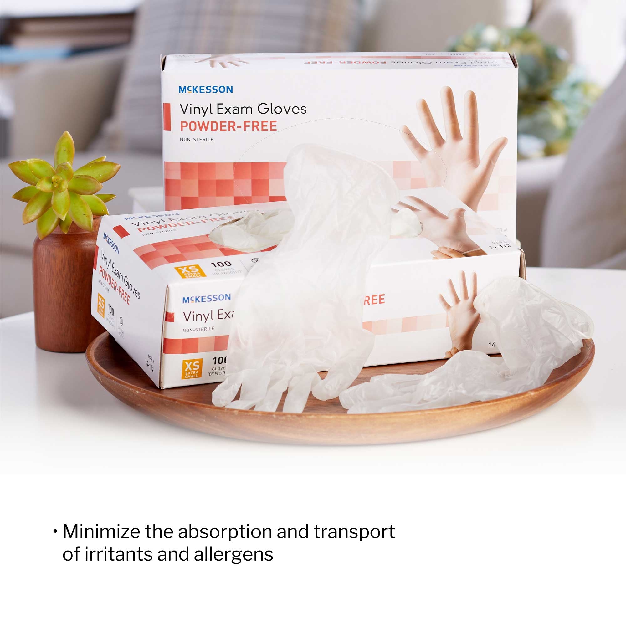 exam glove mckesson x small nonsterile vinyl standard cuff length smooth clear not rated packaging type box