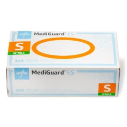 exam glove mediguard es small nonsterile nitrile standard cuff length textured fingertips blue not rated