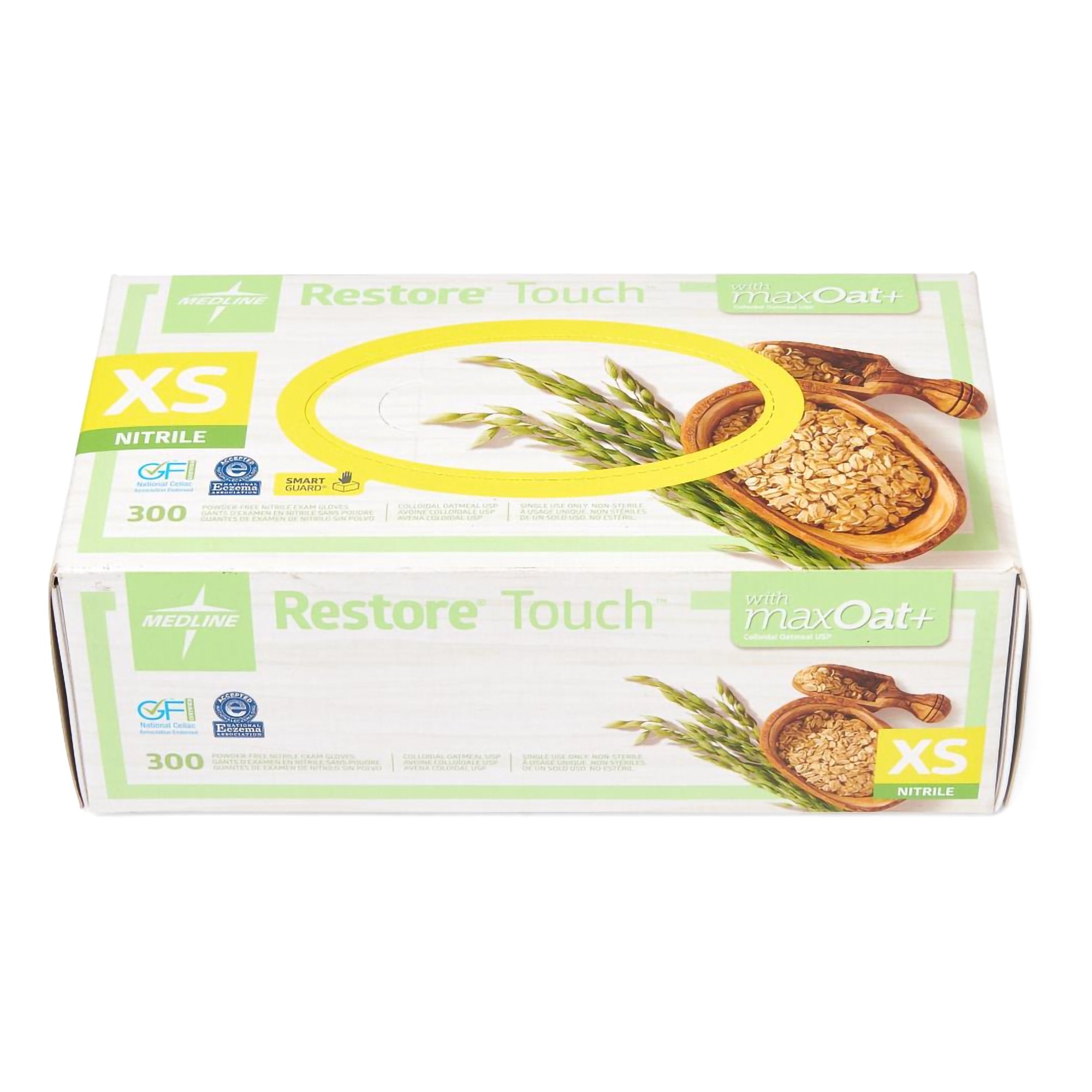 Exam Glove Restore Touch X Small NonSterile Nitrile Standard Cuff Length Textured Fingertips Green Chemo Tested