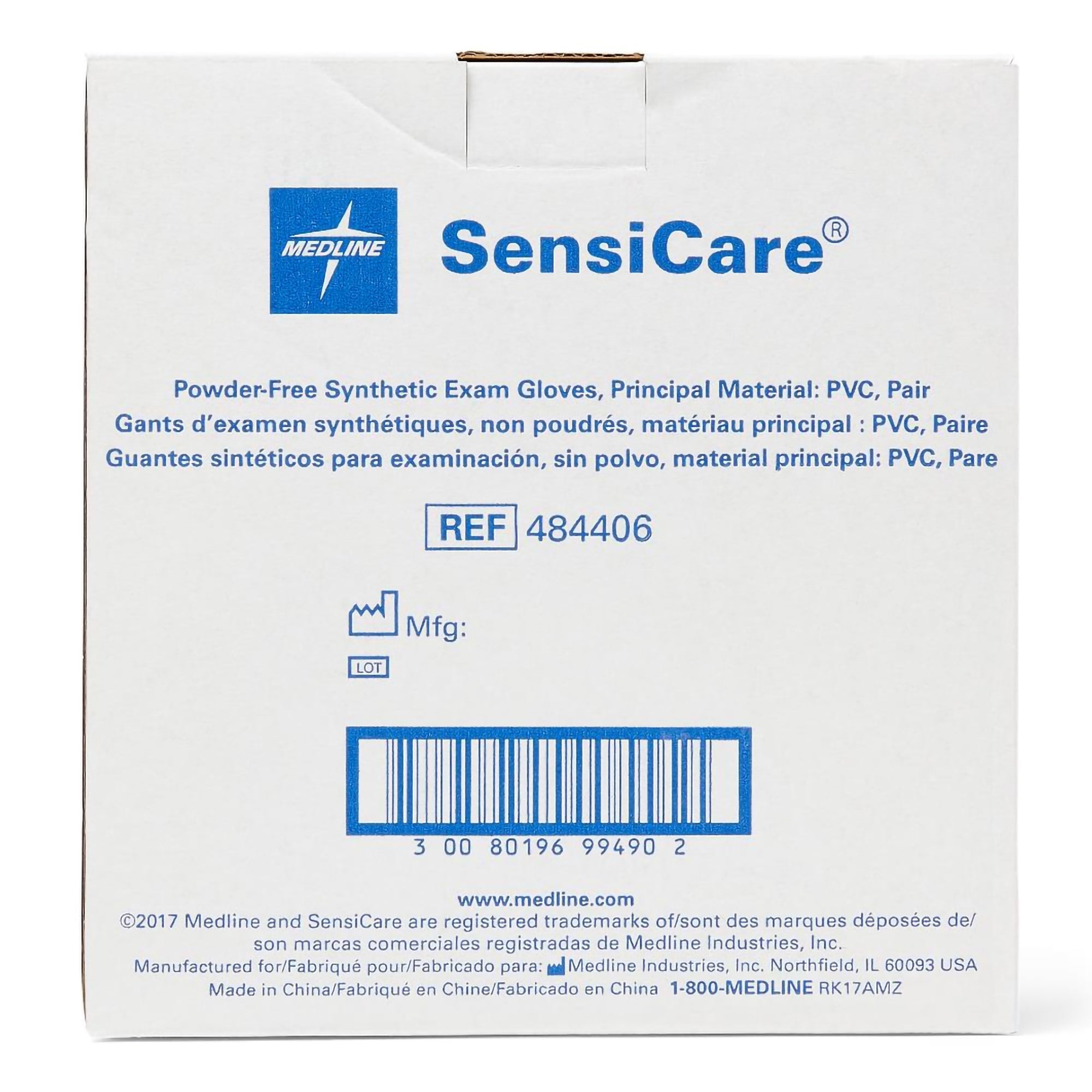 exam glove sensicare medium sterile pair stretch vinyl standard cuff length smooth beige not rated packaging type box