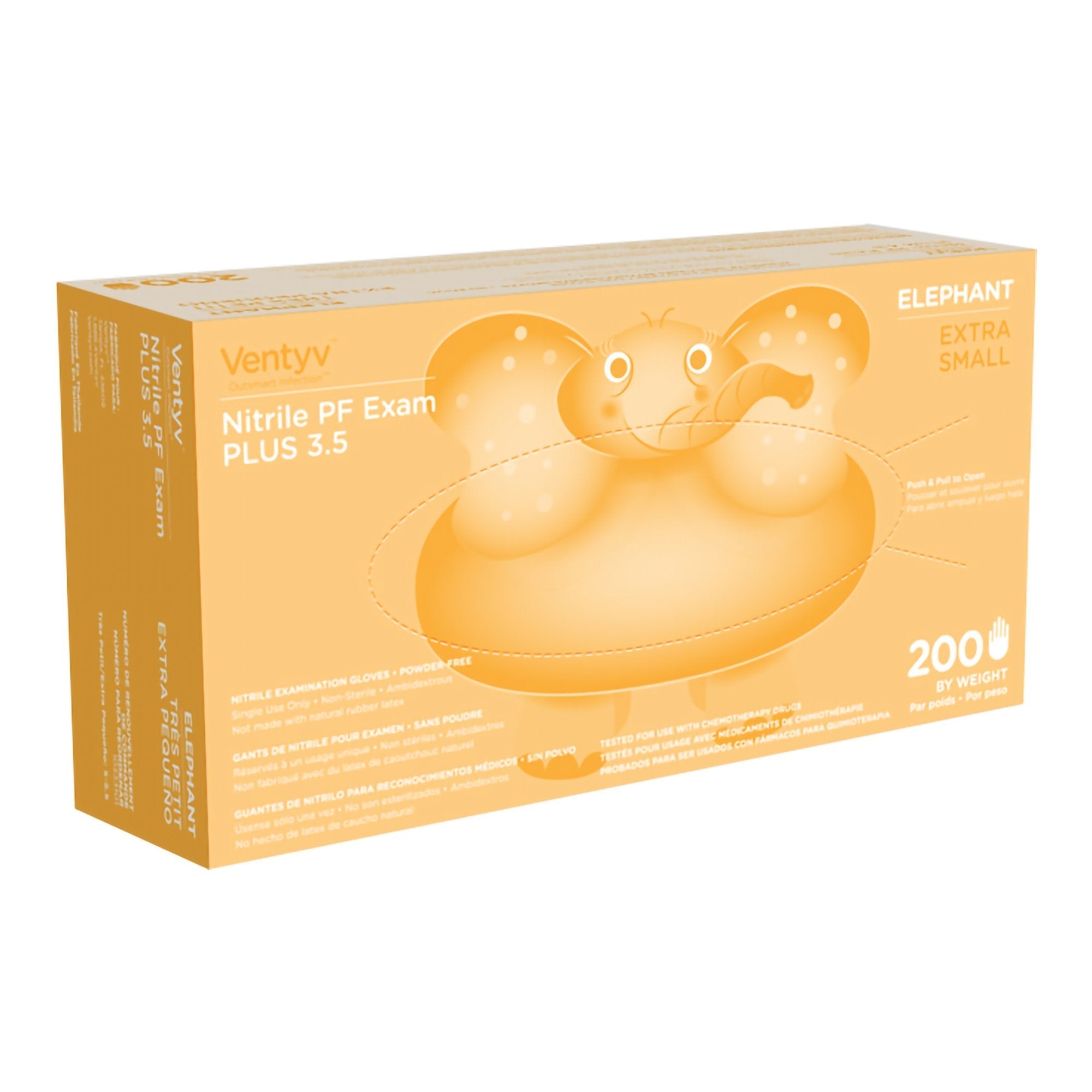 Exam Glove Ventyv Plus 3.5 ELEPHANT X Small NonSterile Nitrile Standard Cuff Length Textured Fingertips Violet Chemo Tested