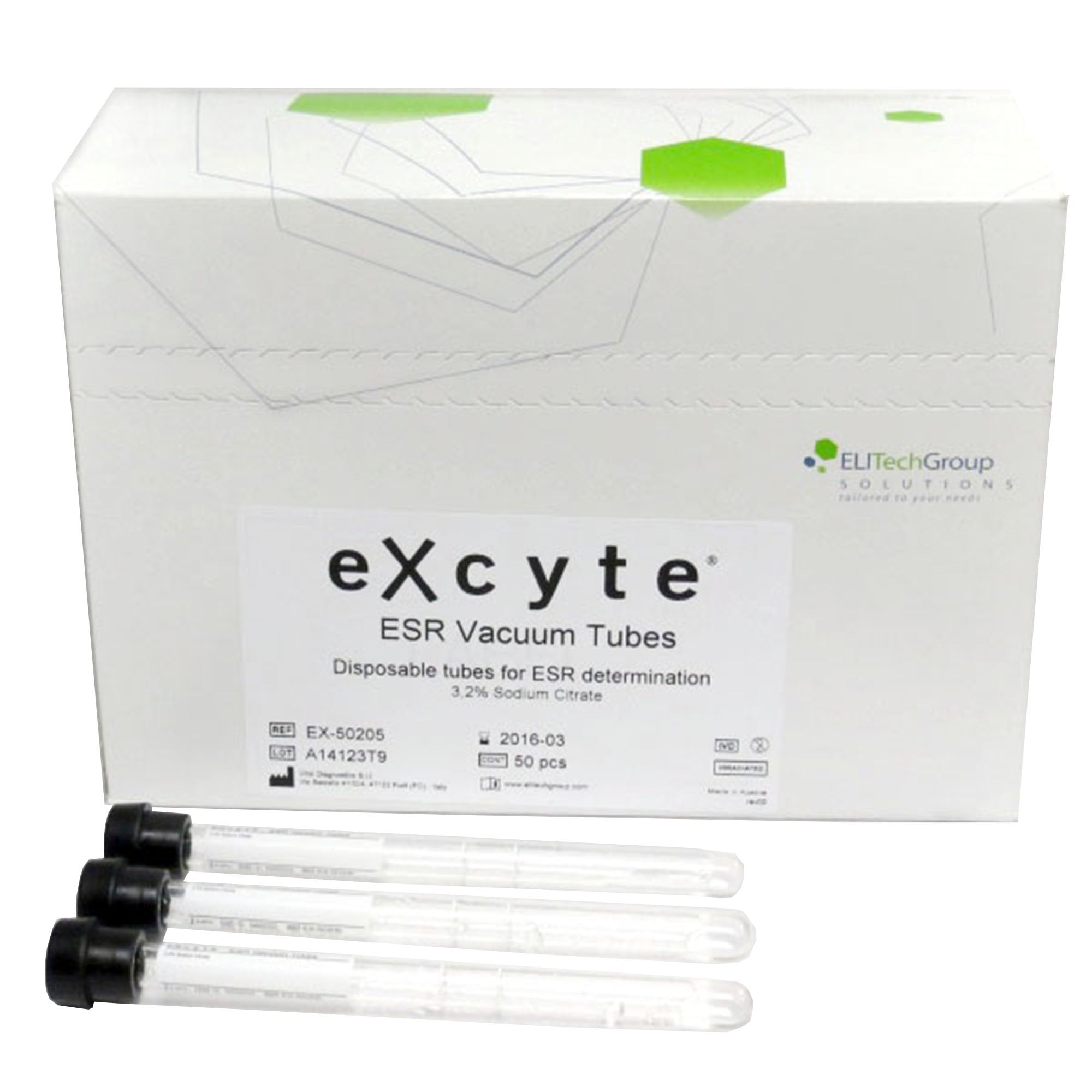 Excyte Vacuum Tube Venous Blood Collection Tube Sodium Citrate Additive 1 mL Conventional Closure Glass Tube
