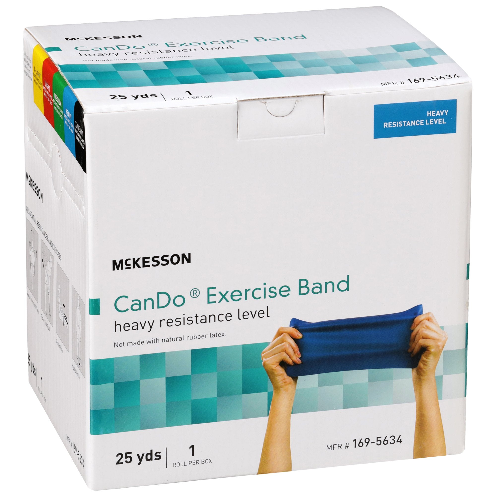 exercise resistance band mckesson cando blue 5 inch x 25 yard heavy resistance packaging type each