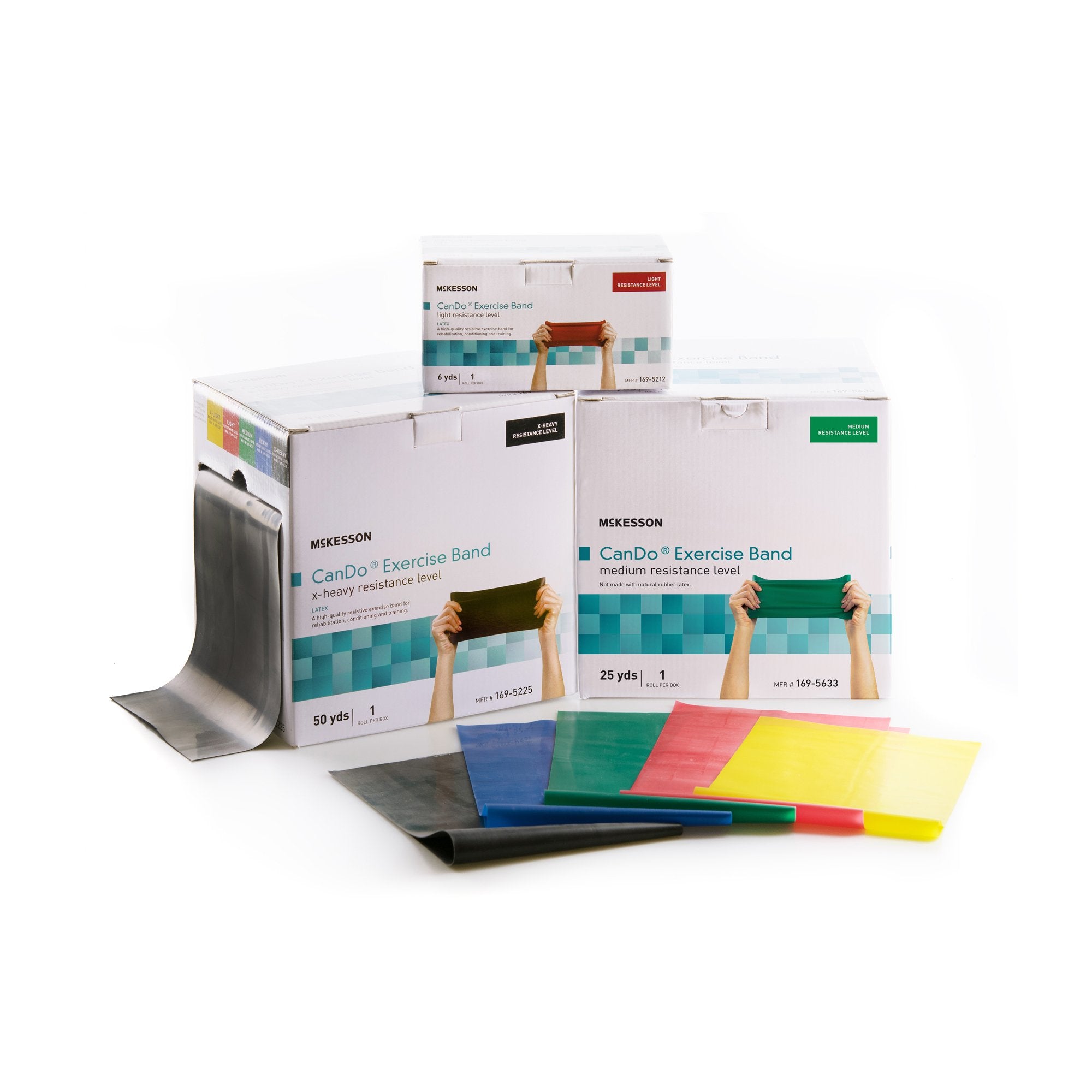 exercise resistance band mckesson cando green 5 inch x 25 yard medium resistance packaging type each