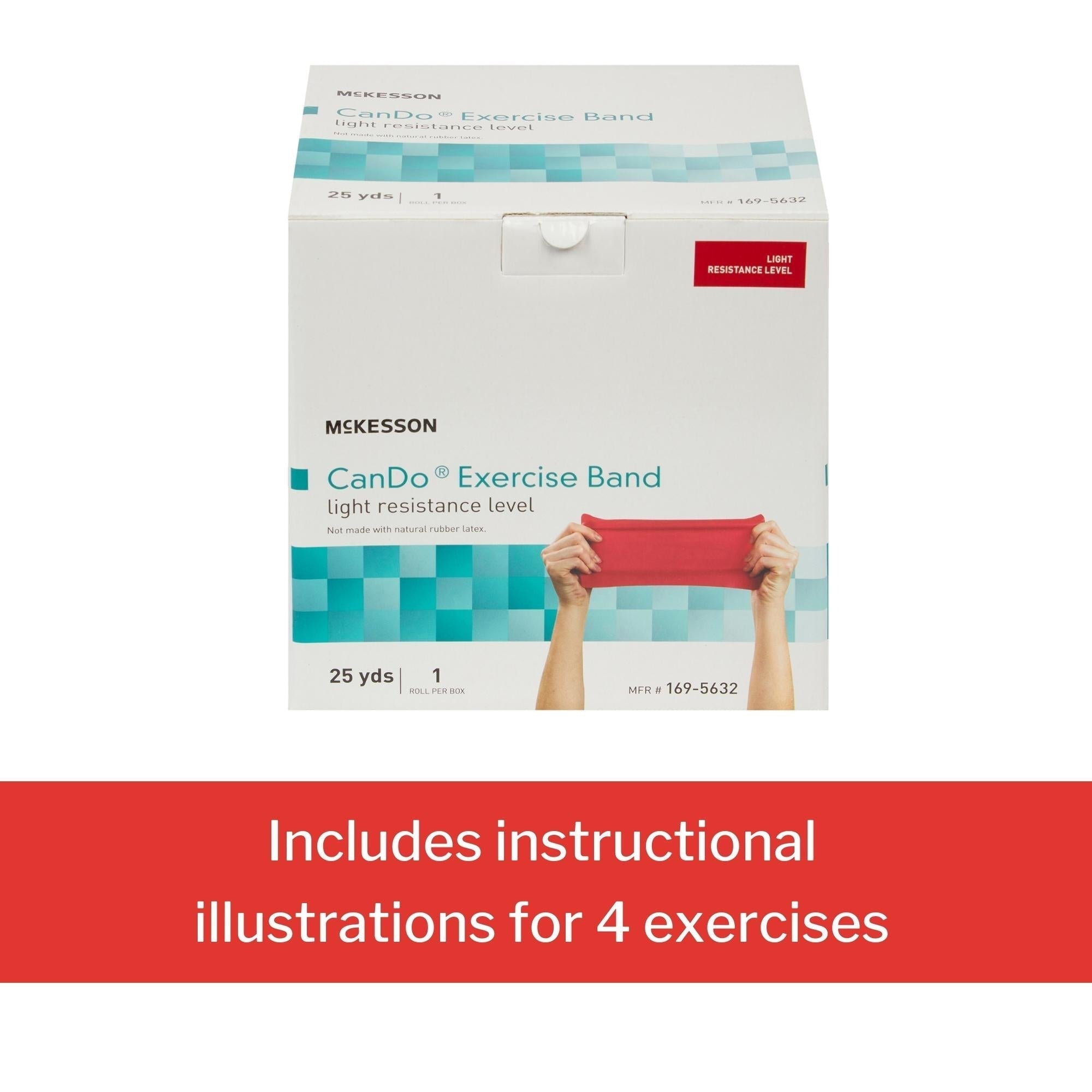 exercise resistance band mckesson cando red 5 inch x 25 yard light resistance packaging type each