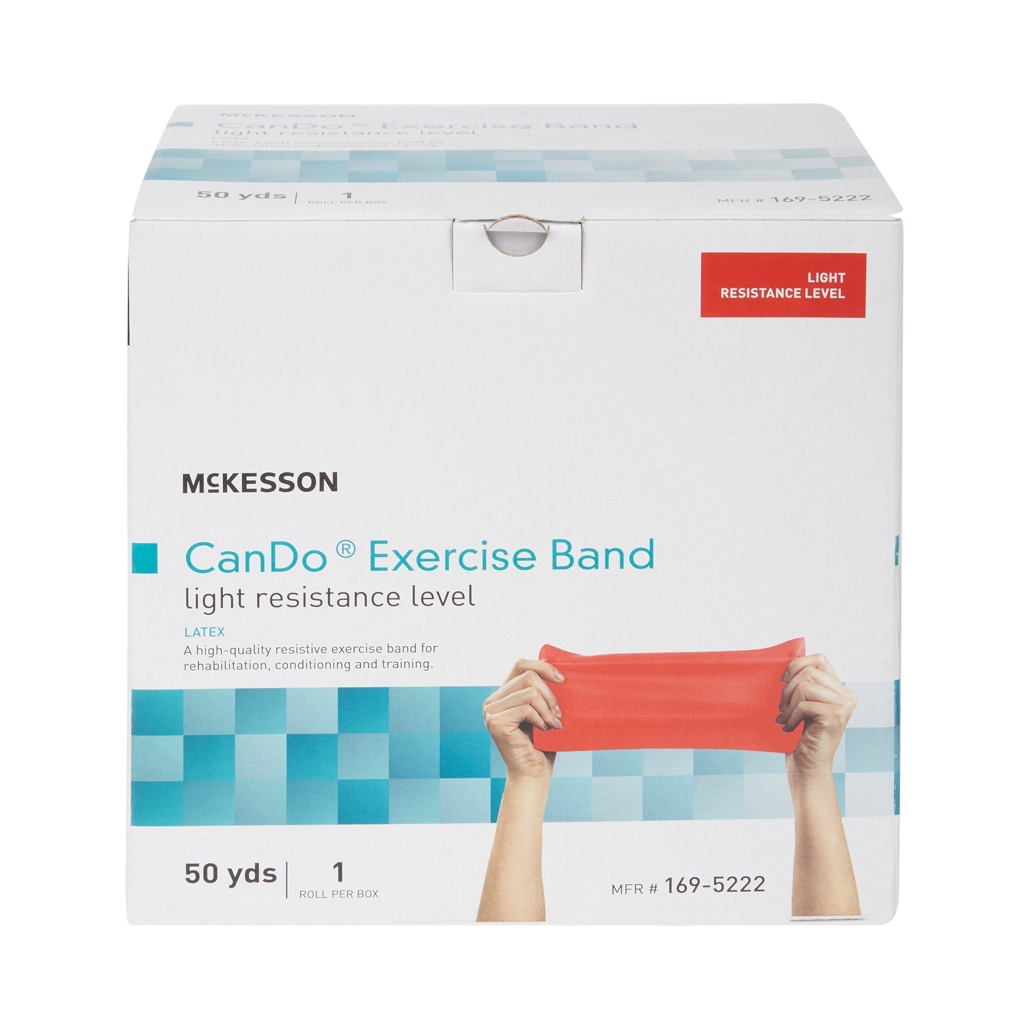 exercise resistance band mckesson cando red 5 inch x 50 yard light resistance packaging type each