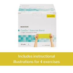 exercise resistance band mckesson cando yellow 5 inch x 25 yard x light resistance packaging type each