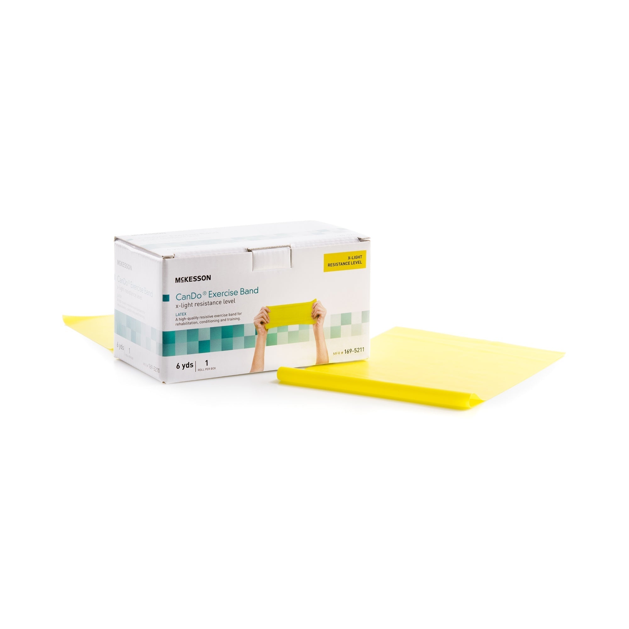 exercise resistance band mckesson cando yellow 5 inch x 6 yard x light resistance packaging type each