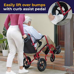 Drive Medical Expedition Aluminum Transport Wheelchair with Padded armrests and Swing-away Footrests ,12 inch Rear Wheels ,300 lbs Weight Capacity