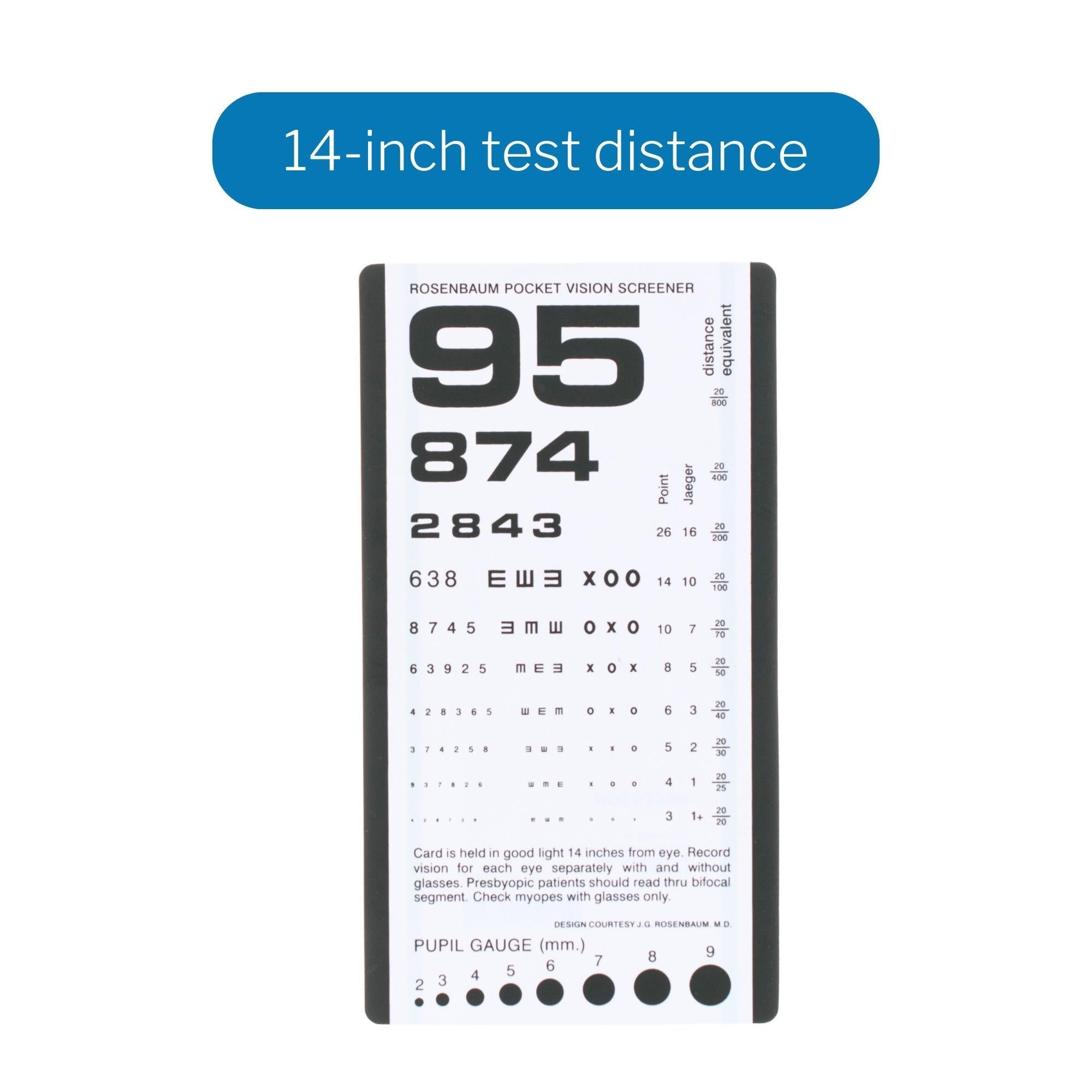 eye chart mckesson 14 inch distance acuity test packaging type each