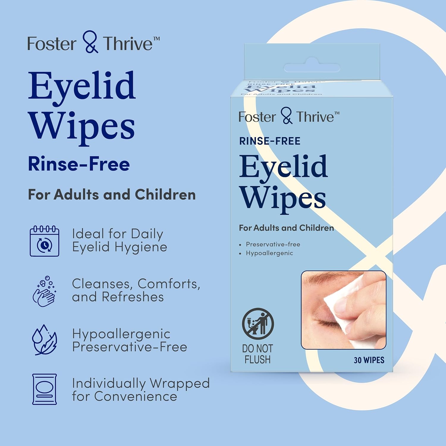eyelid cleanser foster thrive 30 per box wipe packaging type box