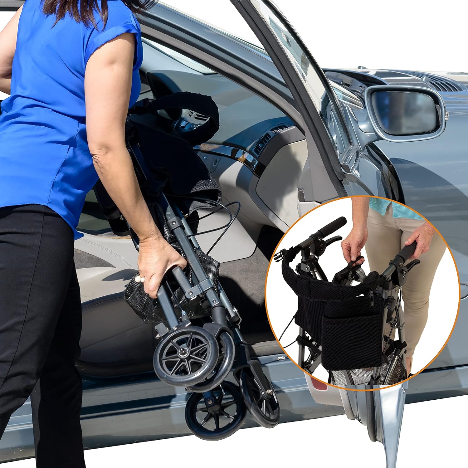 ez fold n go rollator cobalt blue each