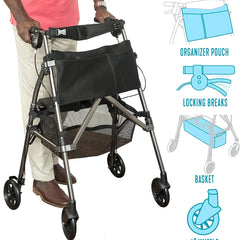 ez fold n go rollator cobalt blue each