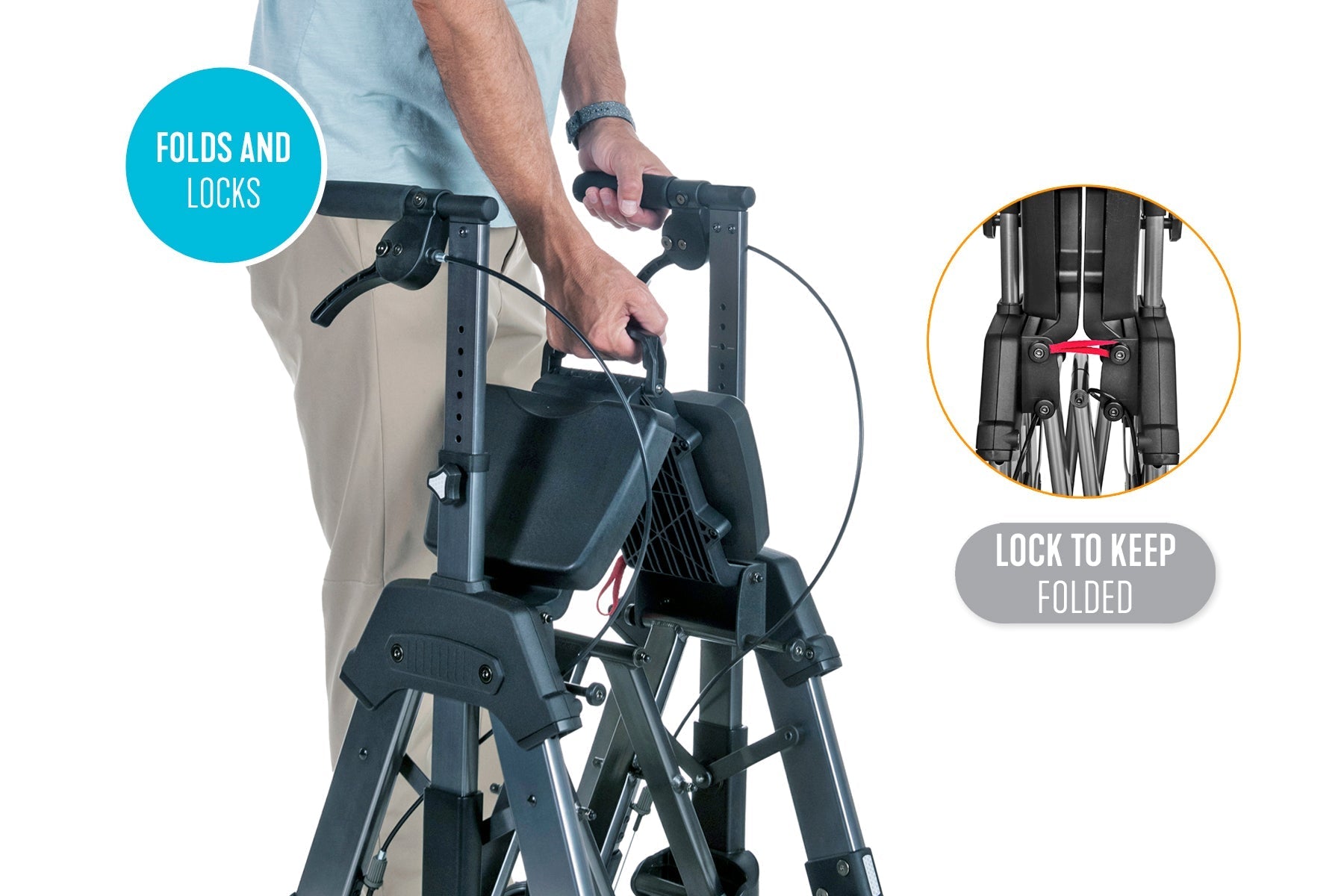 ez fold n go rollator hd black walnut