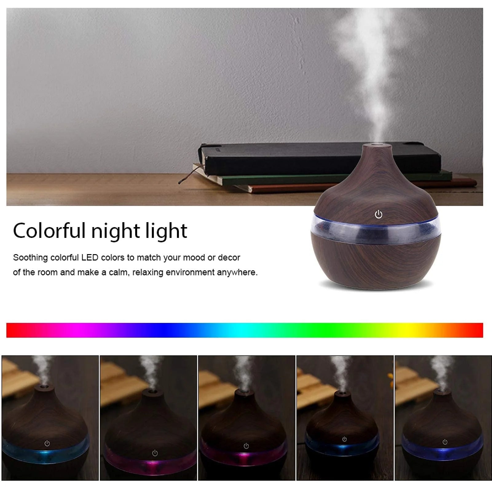Summer Deals! Essential Oil Diffuser, 300Ml Small Cool Mist Humidifiers, Portable Mini Humidifier 7 Colors LED Light Humidifiers for Bedroom,Home,Travel,Office,Spa,Yoga,Baby Room