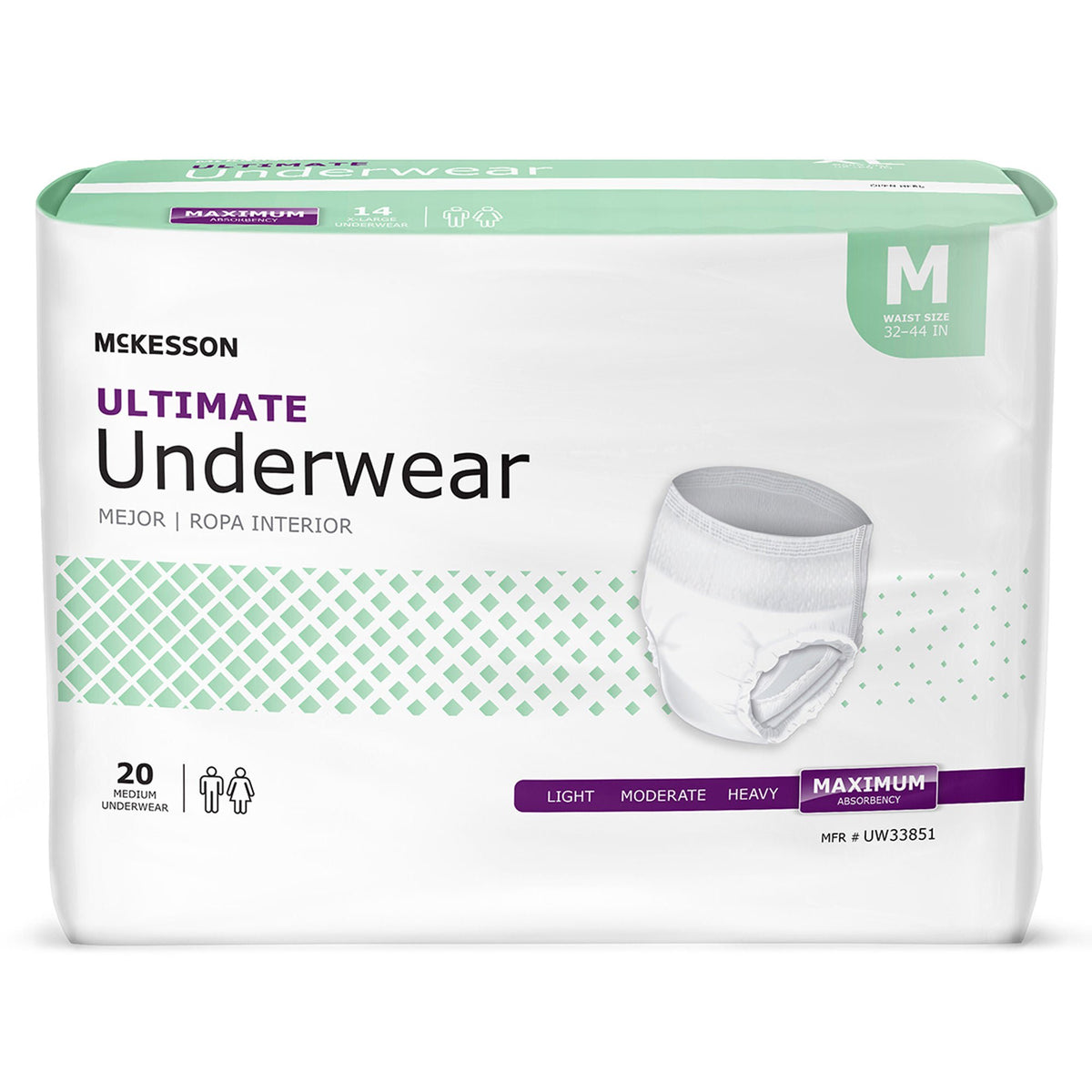 McKesson Extended Wear Absorbent Underwear – Heavy Absorbency, Medium–X-Large Medium · Case of 80