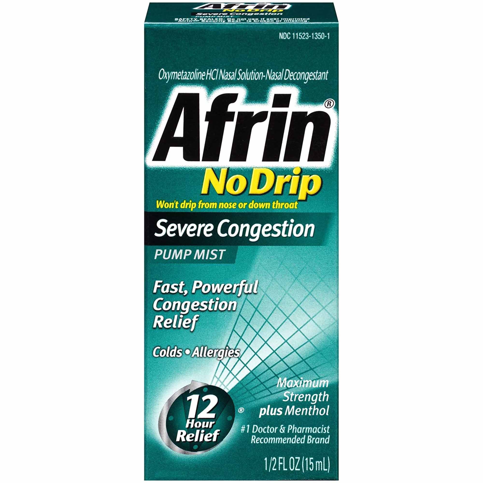 Sinus Relief Afrin No Drip Severe Congestion 0.05% Strength Nasal Spray 15 mL