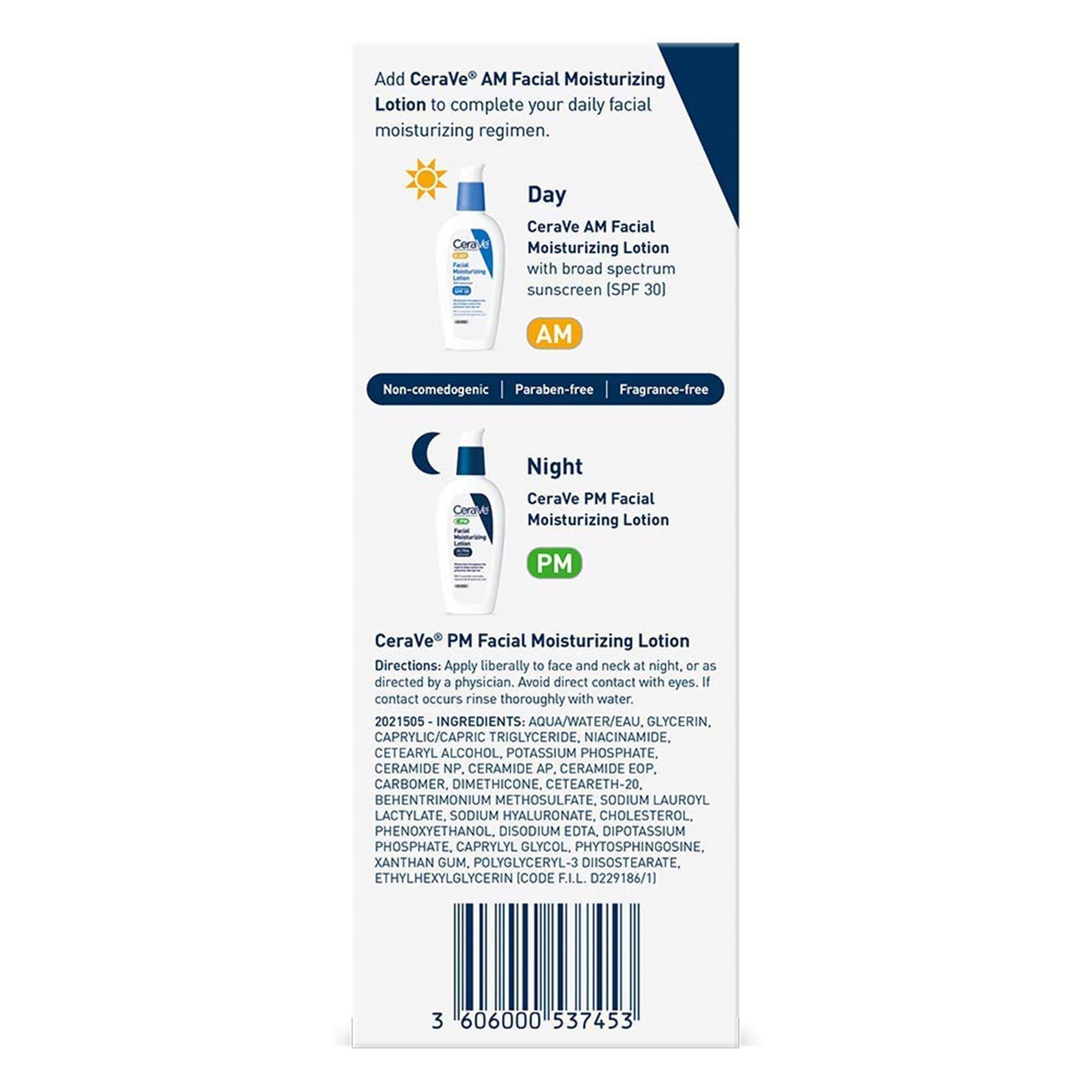 facial moisturizer cerave pm 3 oz pump bottle unscented lotion