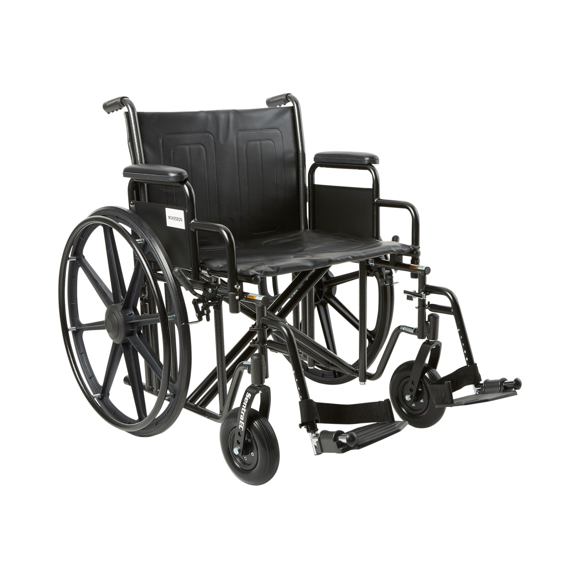 Bariatric Wheelchair McKesson Dual Axle Desk Length Arm Swing Away Footrest Black Upholstery 22 Inch Seat Width Adult 450 lbs. Weight Capacity