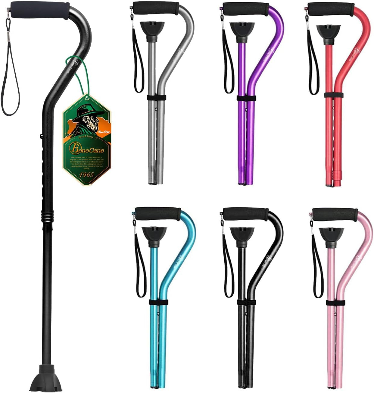 Walking Cane for Men & Women Adjustable Cane with Offset Soft Cushioned Handle  Portable Lightweight Sturdy Mobility Walker Aid for Elderly, Seniors Collapsible Cane