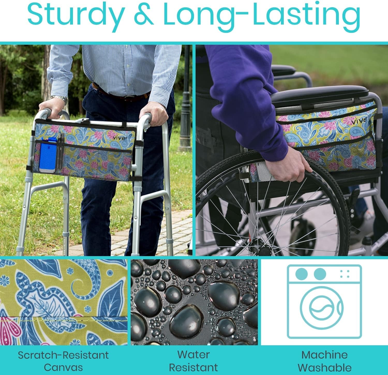 Walker Bag   Accessories Wheelchair Basket Pouch (Water Resistant)   Seniors Caddy Accessory Attachment for Folding, Rolling Walkers   Carry Storage Carrier Tote   Lightweight, Universal Size